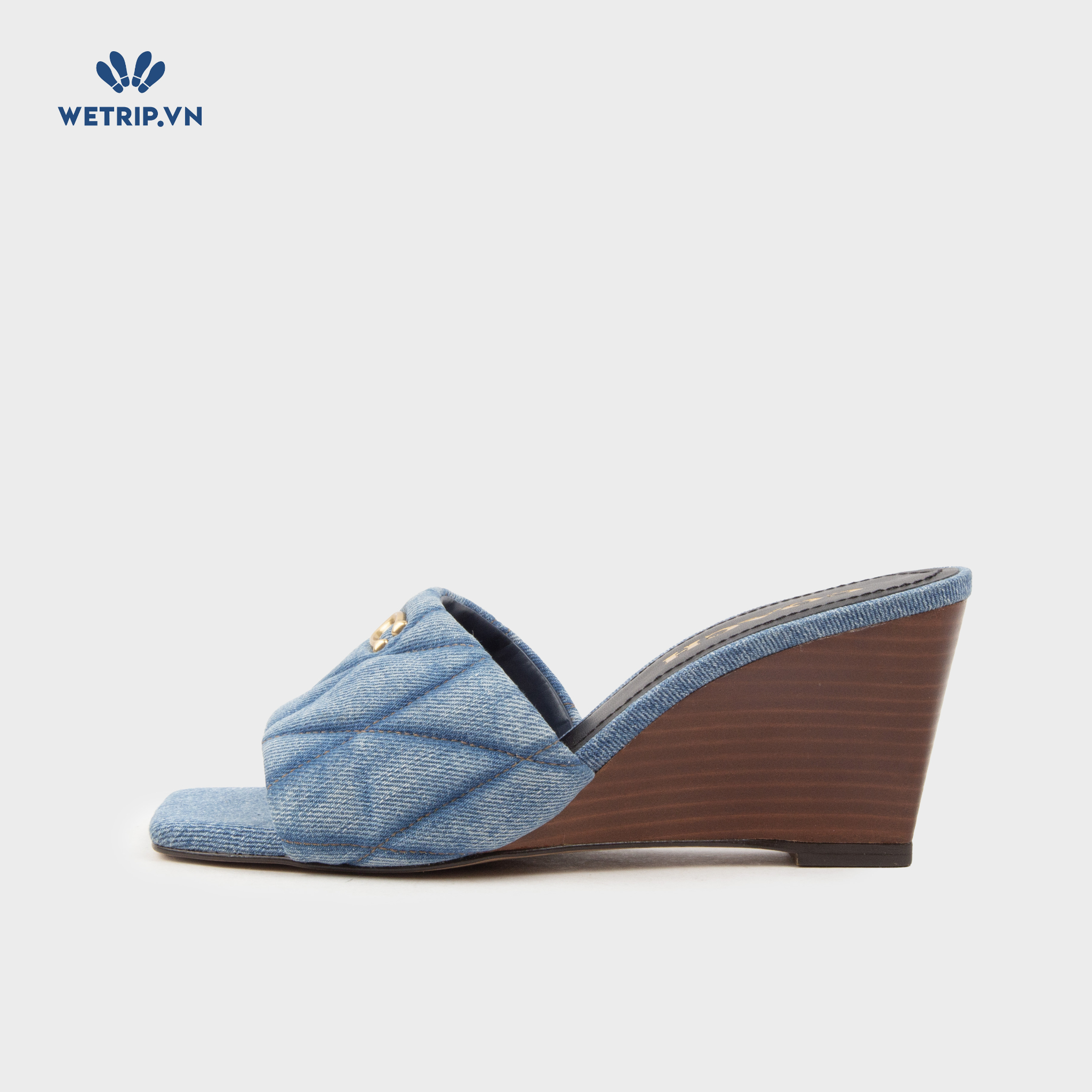 Sandal Xuồng Coach (Vải bò - Logo Vàng) Mã SDX-COA-002-A1