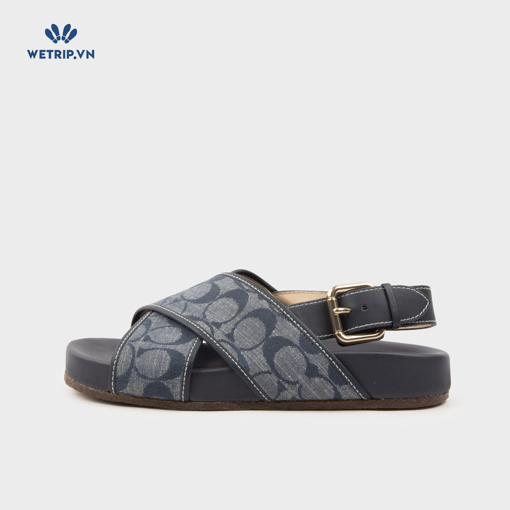 Sandal Coach (Xanh than - Đế nâu) Mã SD-COA-003-C2