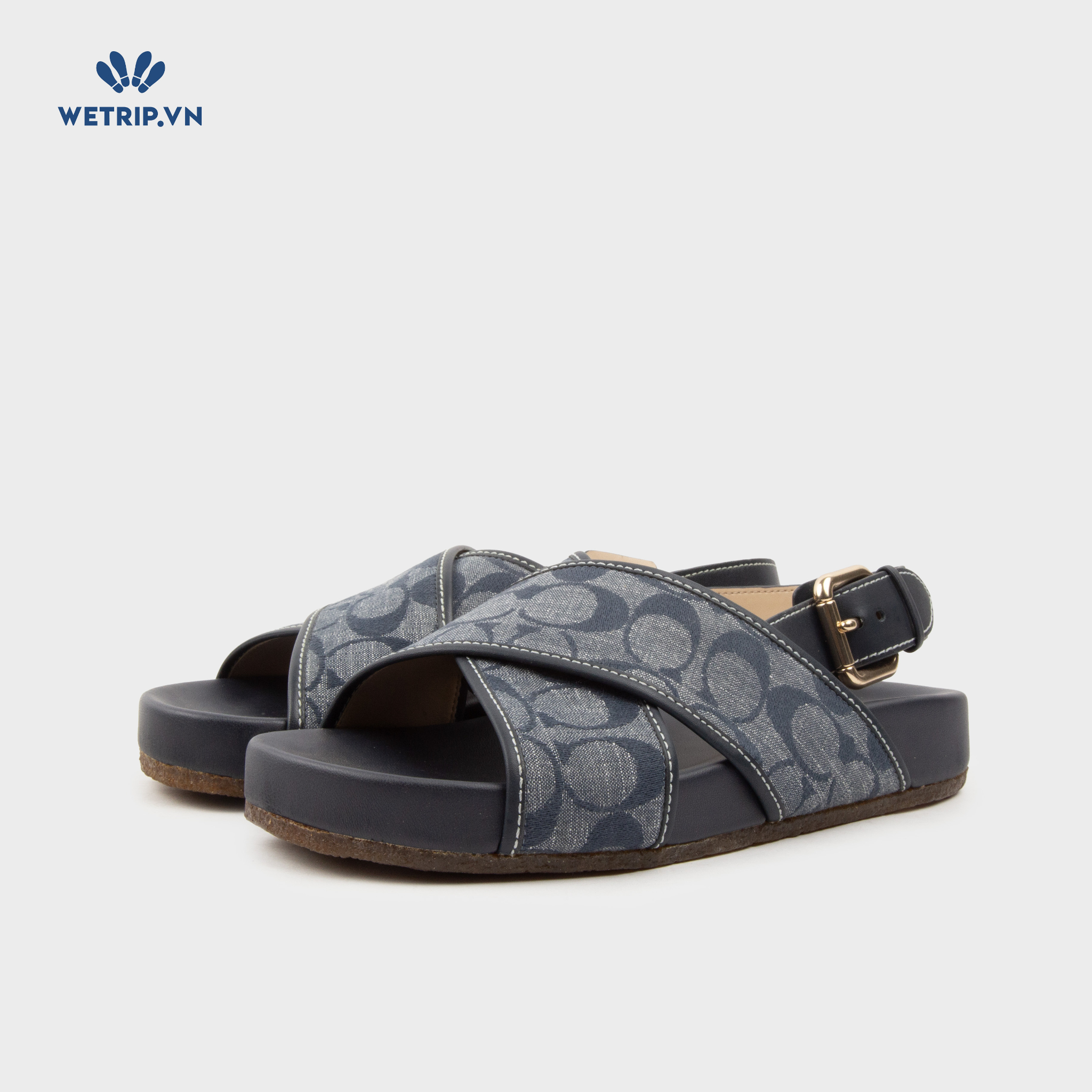 Sandal Coach (Xanh than - Đế nâu) Mã SD-COA-003-C2