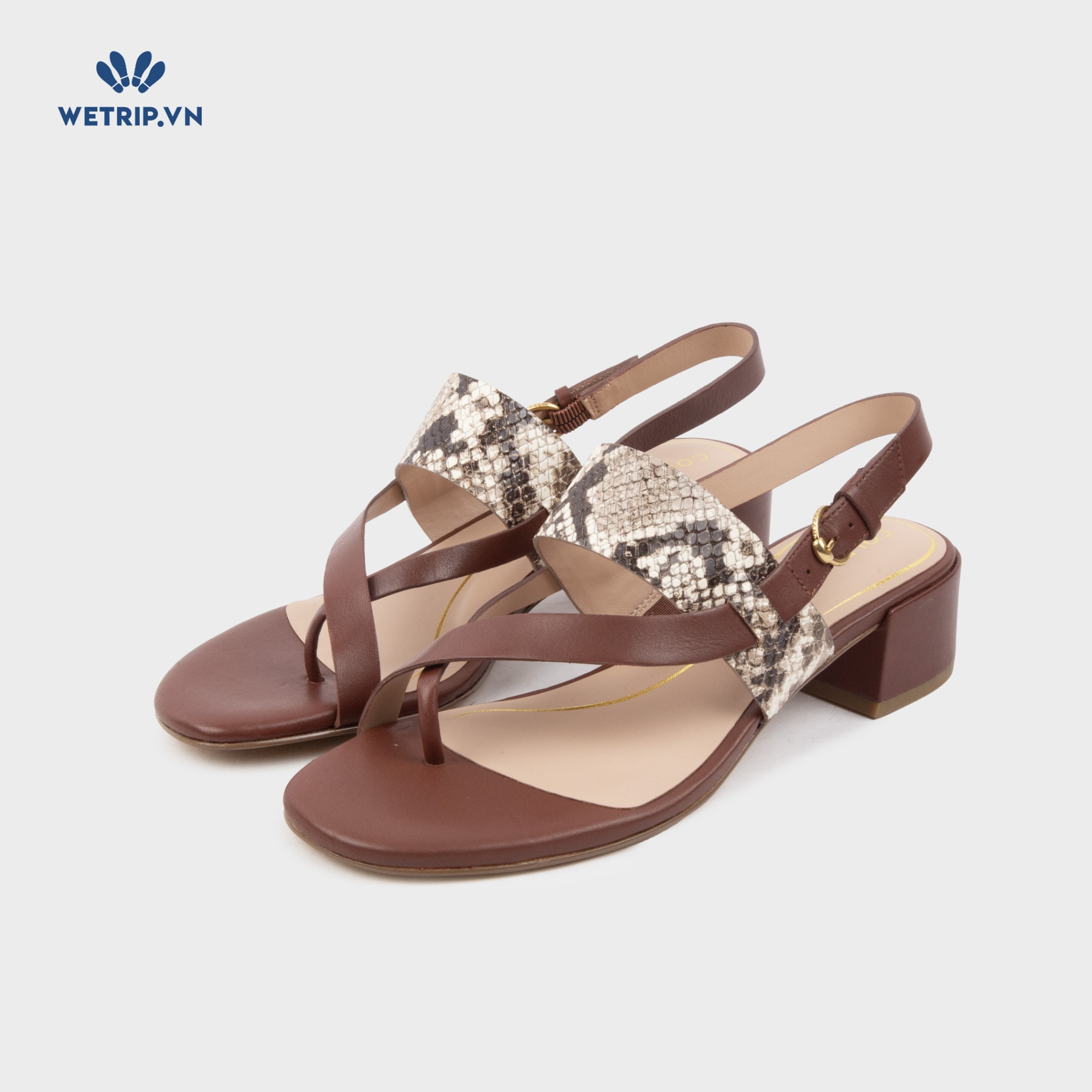 Sandal Cao Gót Cole Haan (Nâu pha da rắn) Mã SDCG-COHA-003-C