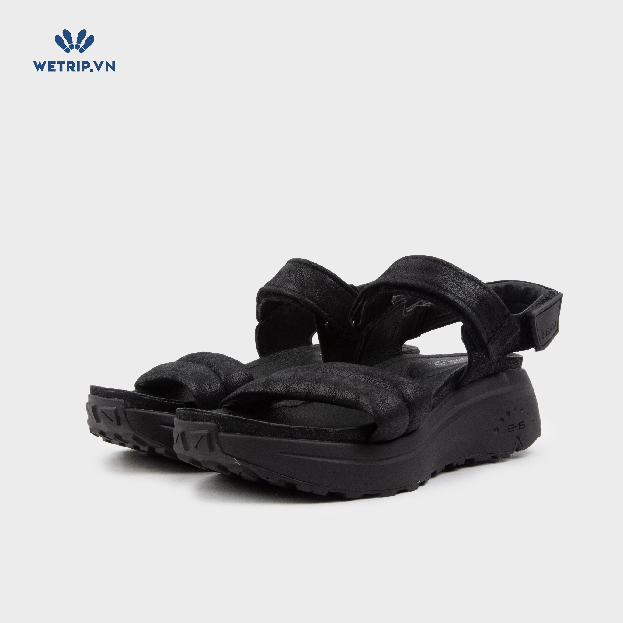 Sandal Bussola (Da nubuc đen đế đen) Mã SD-BSL-105-A3