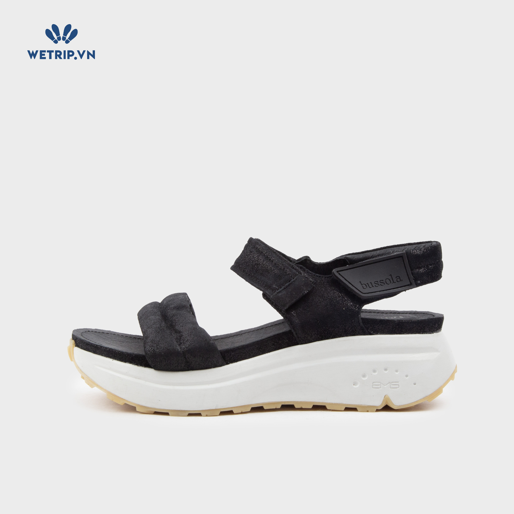 Sandal Bussola (Da nubuc đen đế trắng) Mã SD-BSL-105-A1
