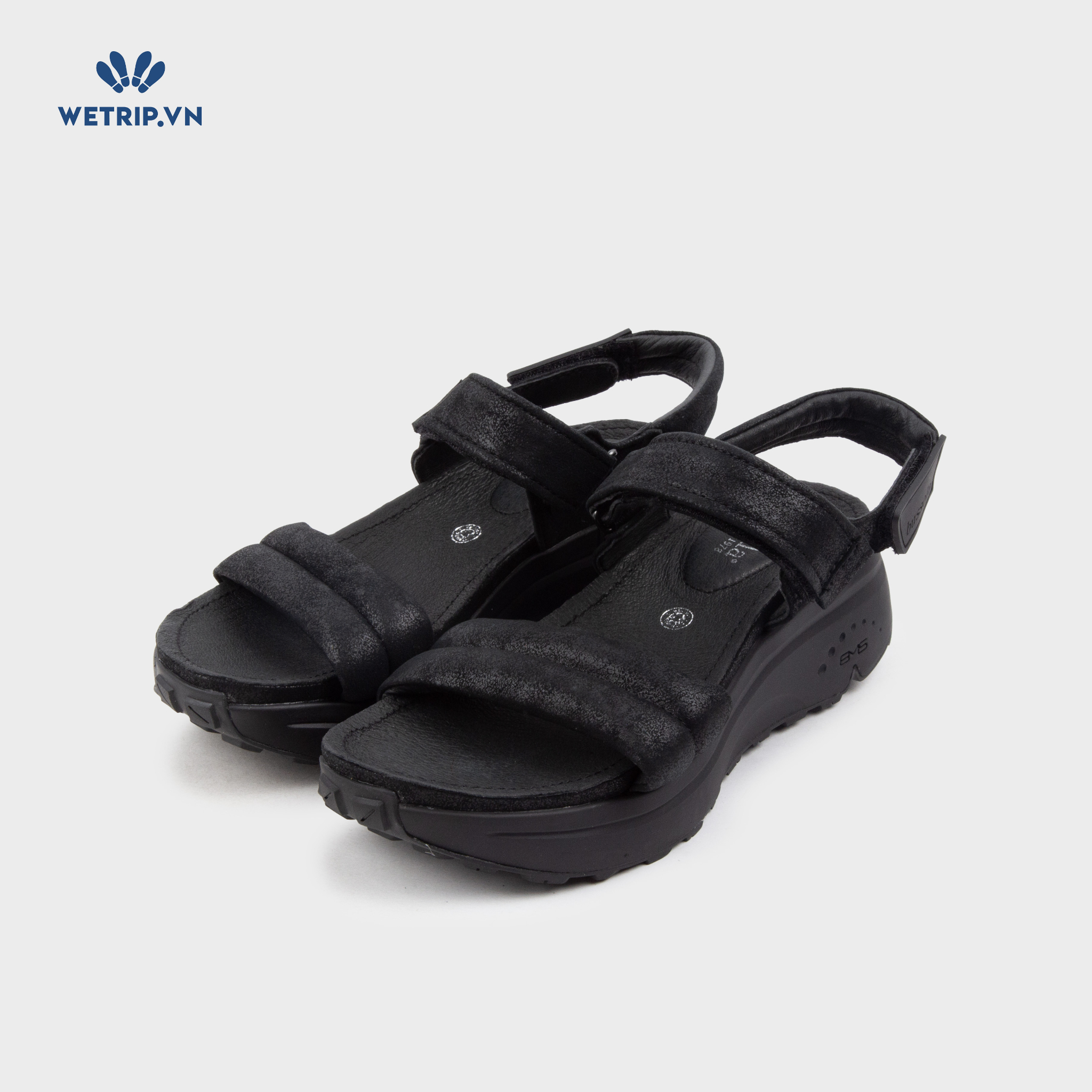 Sandal Bussola (Da nubuc đen đế đen) Mã SD-BSL-105-A3
