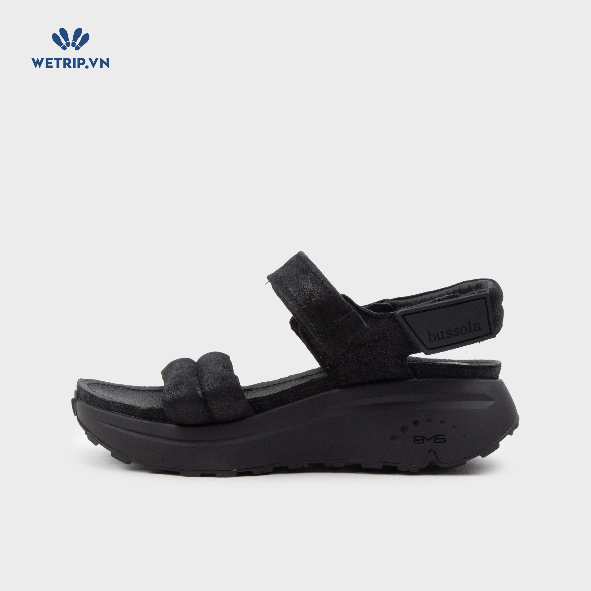Sandal Bussola (Da nubuc đen đế đen) Mã SD-BSL-105-A3