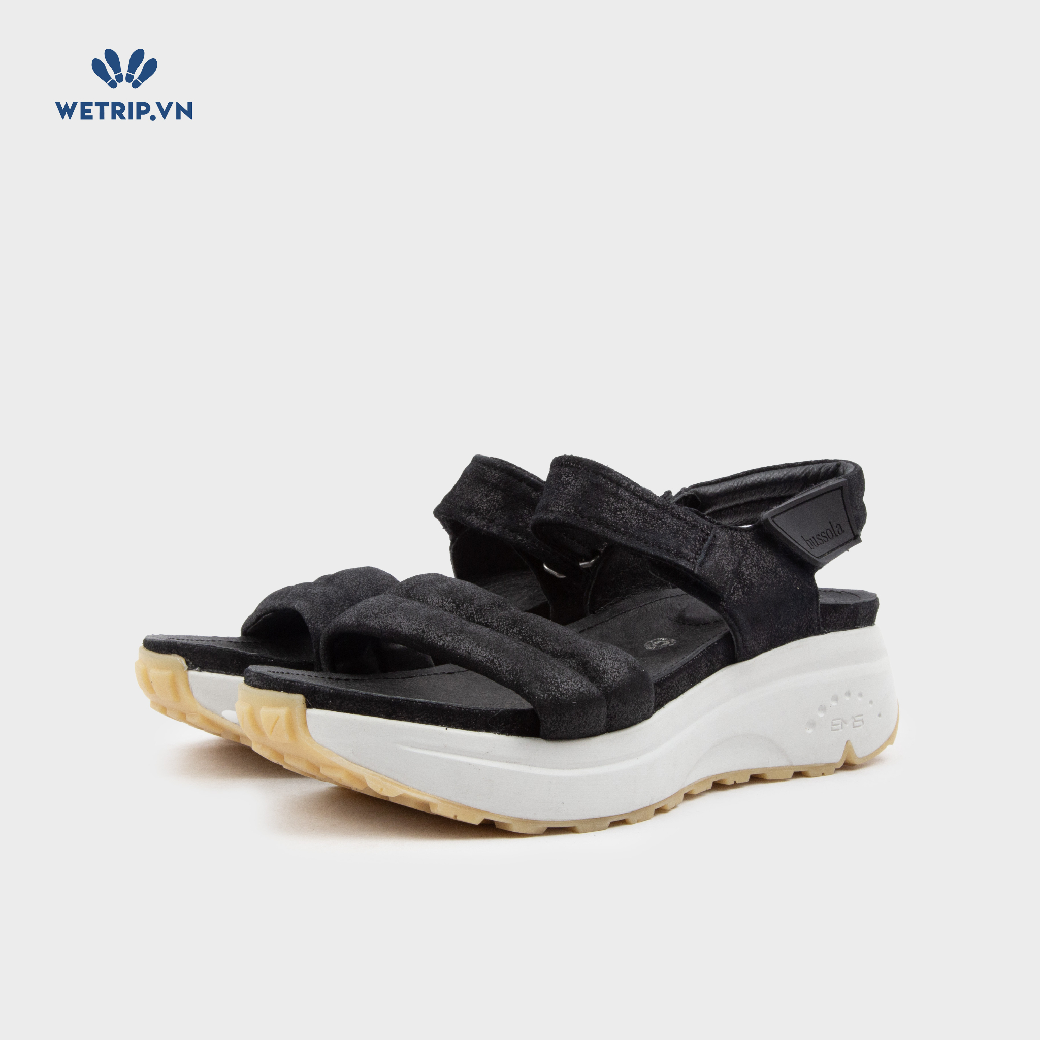 Sandal Bussola (Da nubuc đen đế trắng) Mã SD-BSL-105-A1