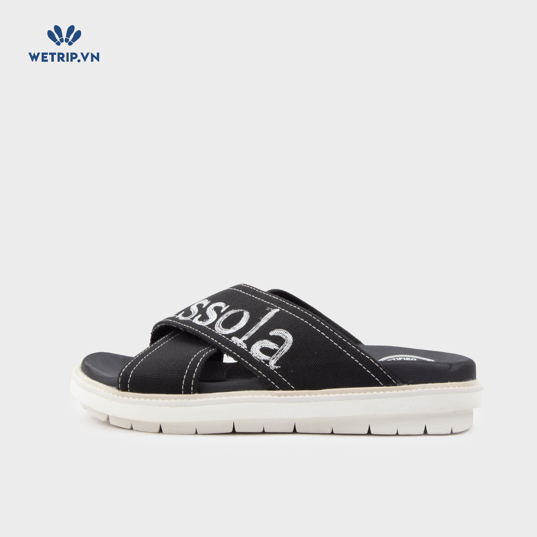 Sandal Bussola (Quai đen chữ trắng đế kem) Mã SD-BSL-138-A2