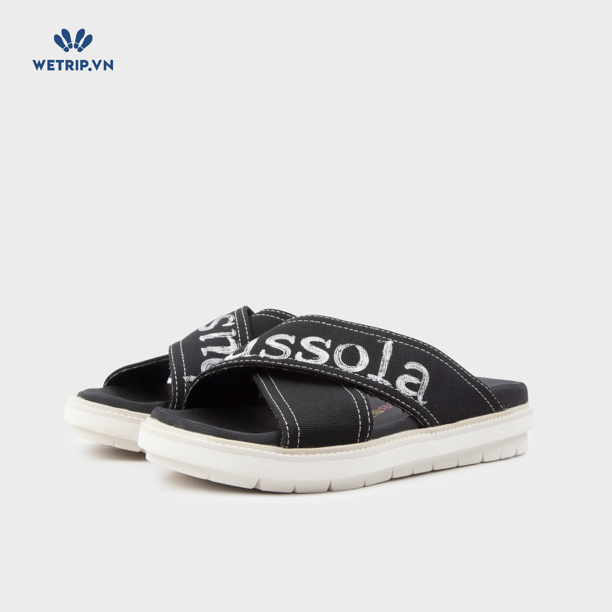 Sandal Bussola (Quai đen chữ trắng đế kem) Mã SD-BSL-138-A2