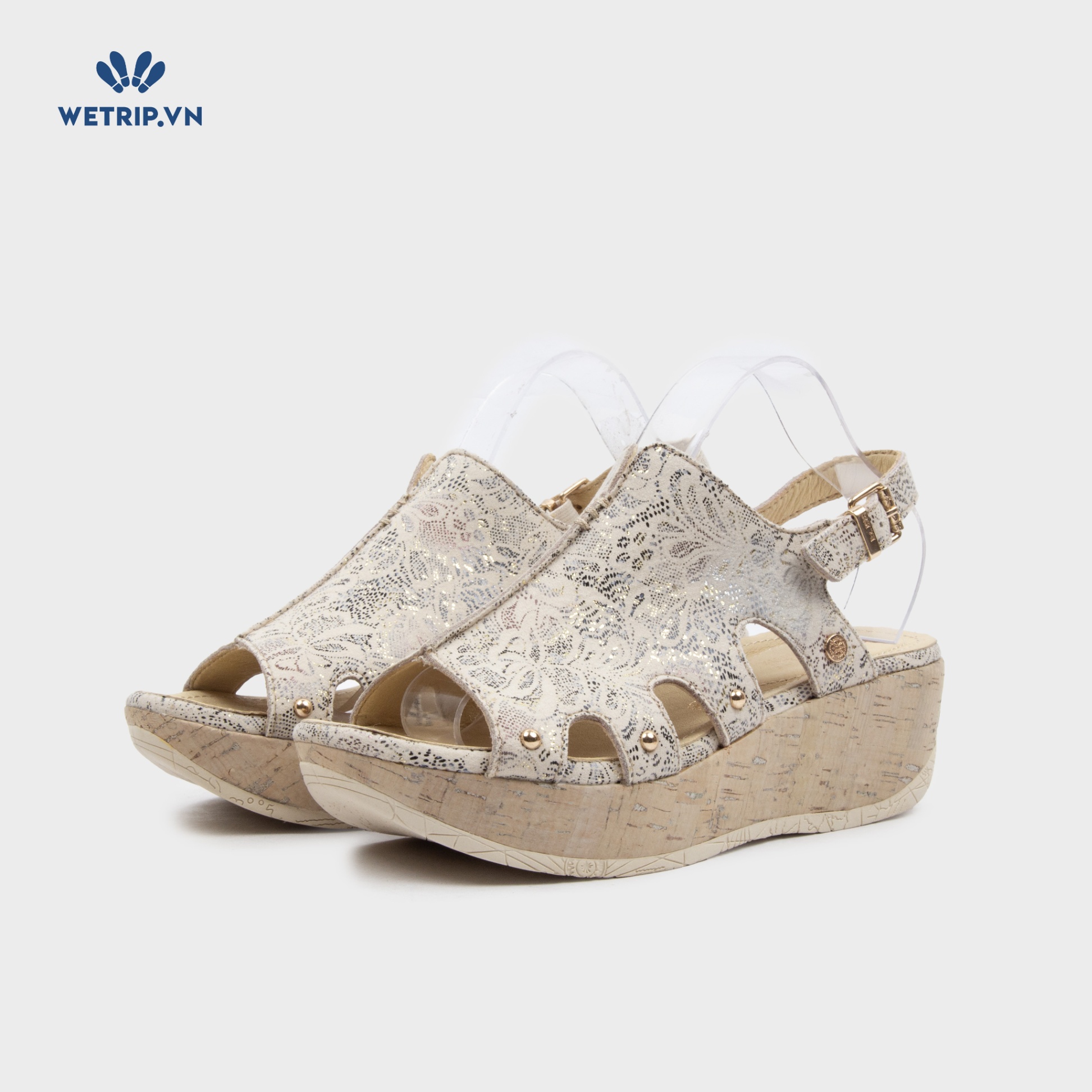 Sandal Xuồng Bussola (Be họa tiết hoa) Mã SDX-BSL-105-B