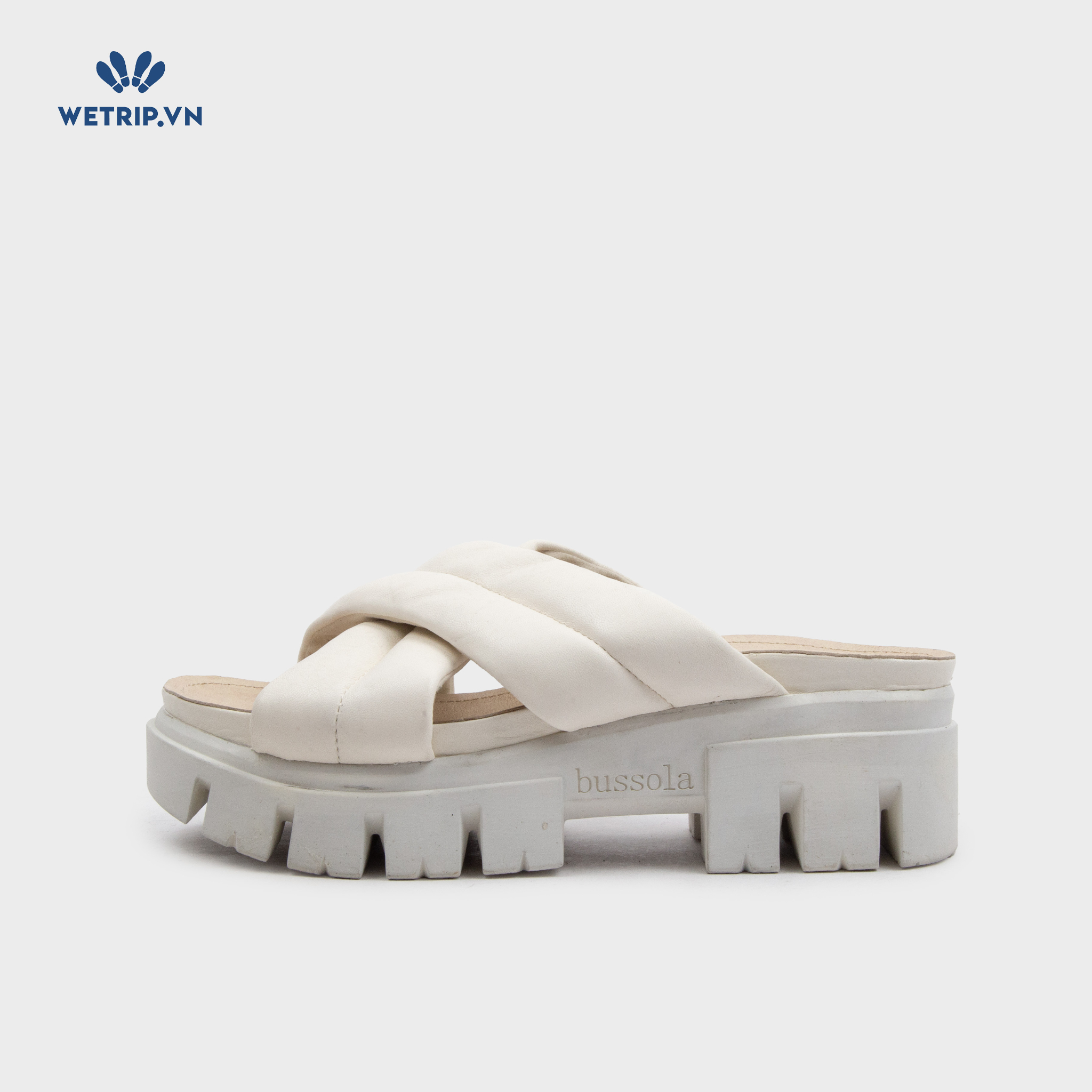 Sandal Cao Gót Bussola (Kem đế trắng) Mã SDCG-BSL-100-D1