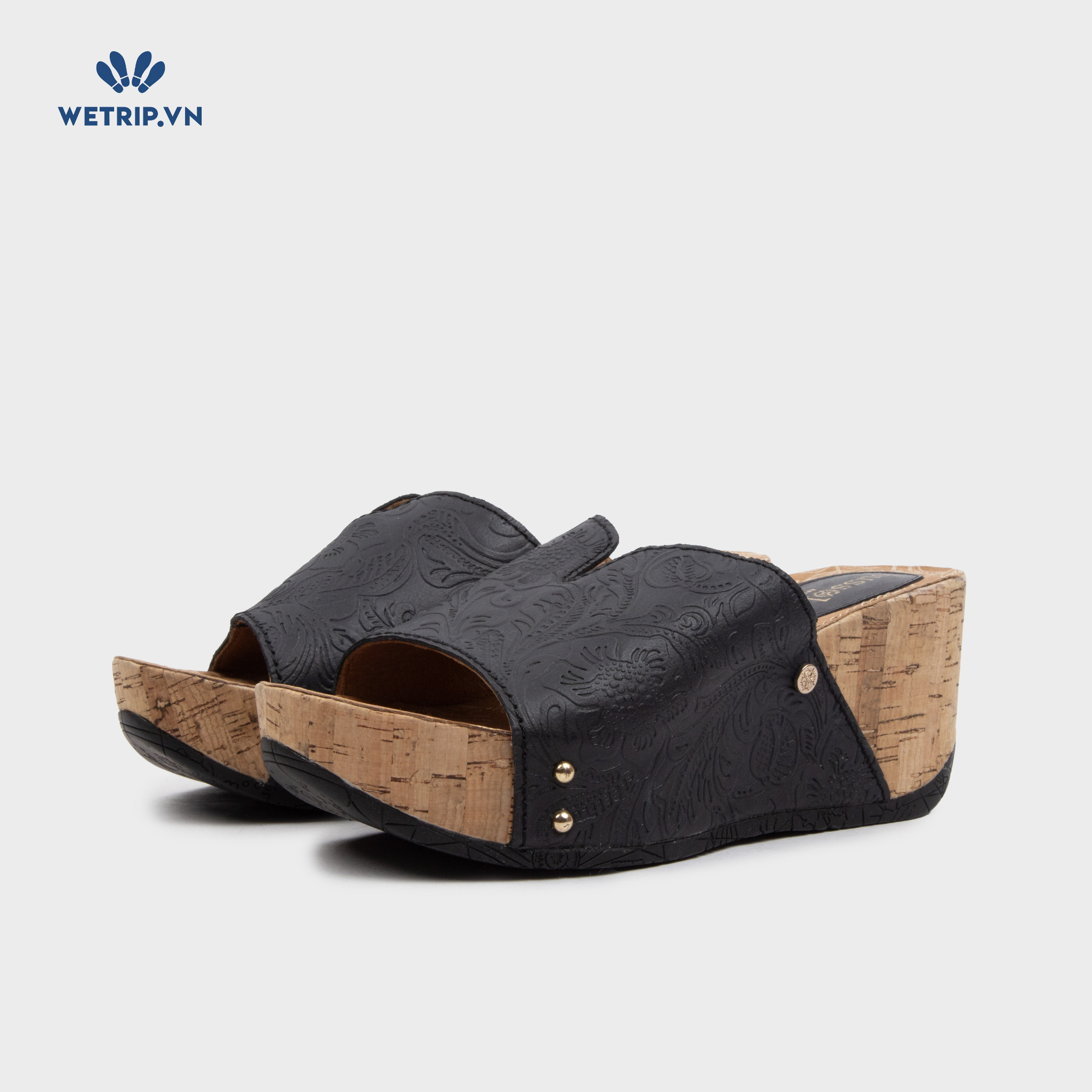 Sandal Xuồng Bussola (Đen họa tiết nổi) Mã SDX-BSL-103-A