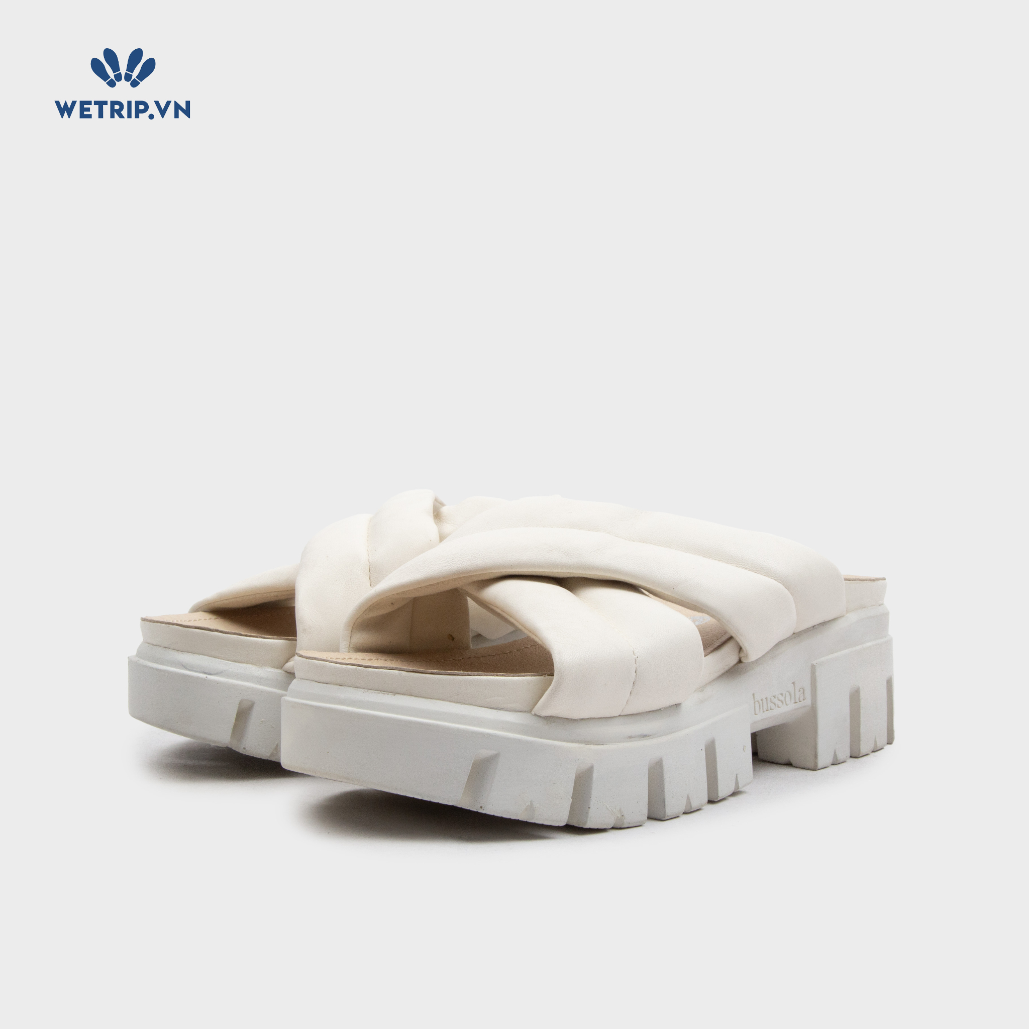 Sandal Cao Gót Bussola (Kem đế trắng) Mã SDCG-BSL-100-D1