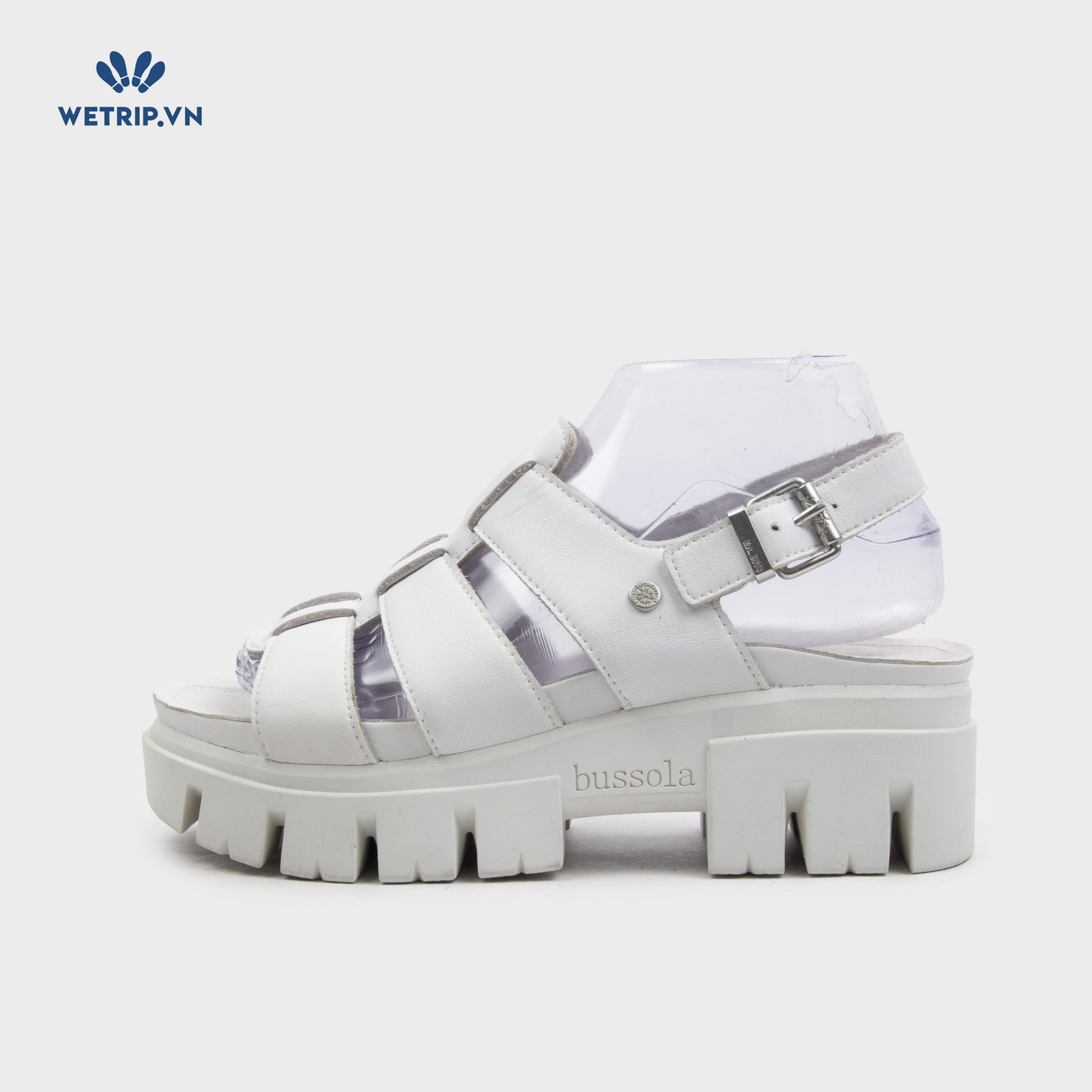 Sandal Cao Gót Bussola (Trắng) Mã SDCG-BSL-104-B