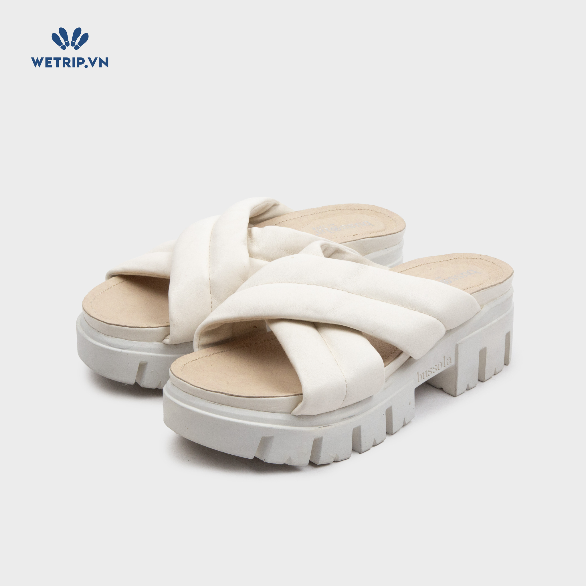 Sandal Cao Gót Bussola (Kem đế trắng) Mã SDCG-BSL-100-D1