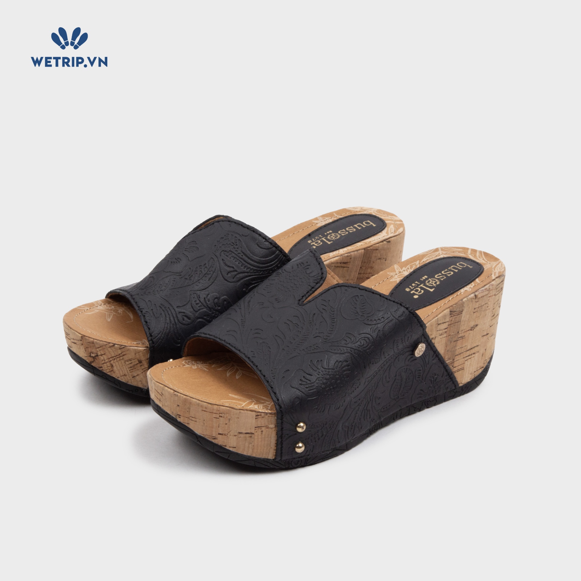 Sandal Xuồng Bussola (Đen họa tiết nổi) Mã SDX-BSL-103-A