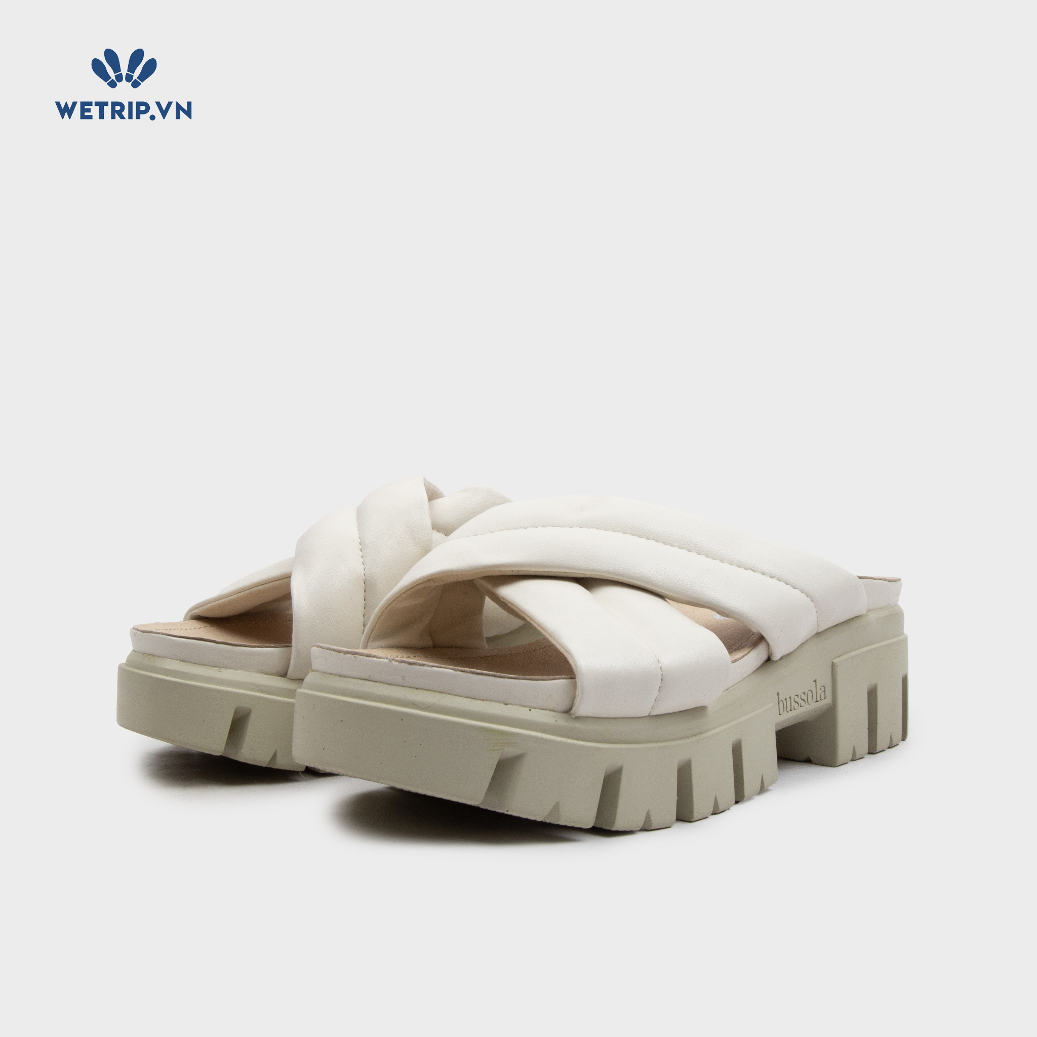 Sandal Cao Gót Bussola (Kem đế be) Mã SDCG-BSL-100-D