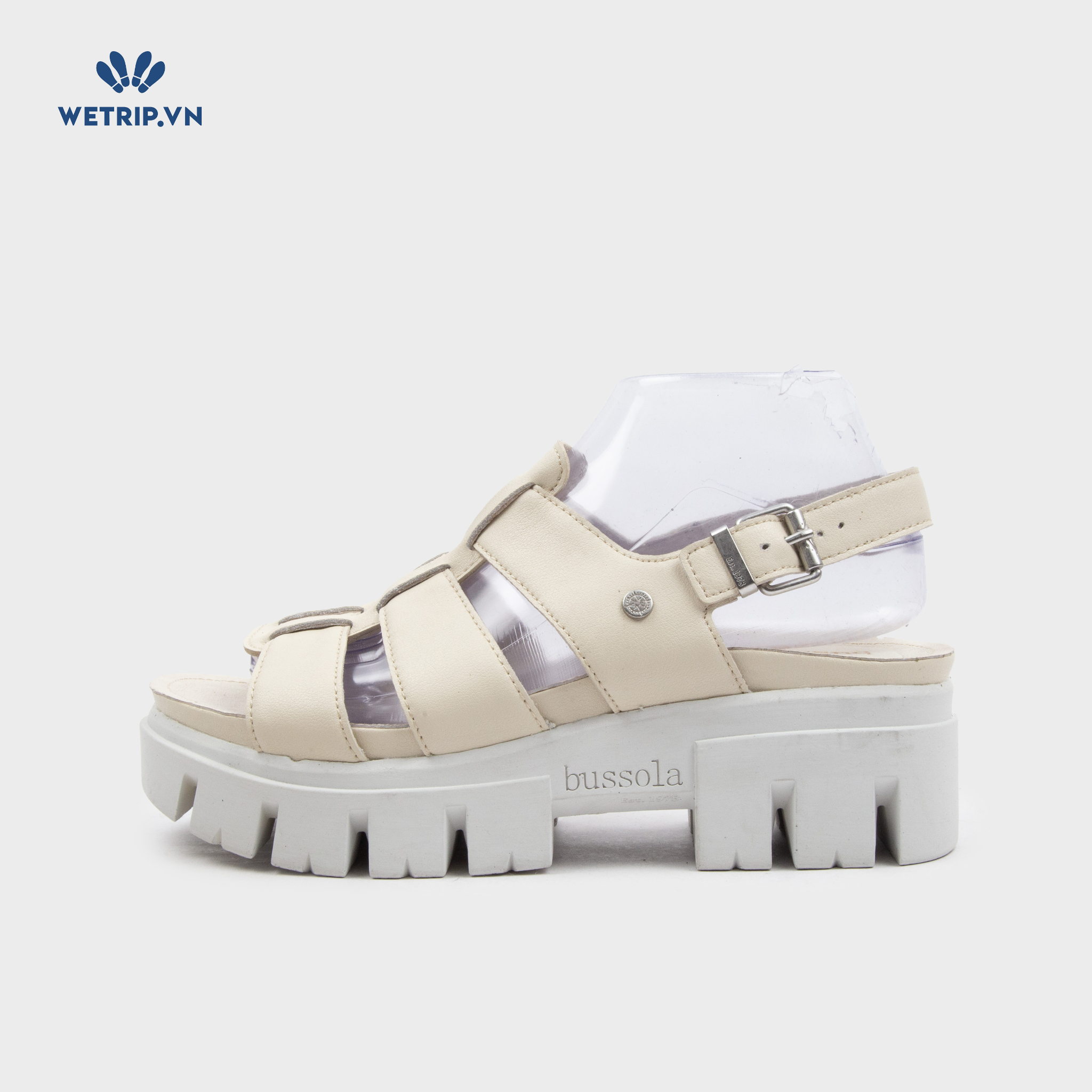 Sandal Cao Gót Bussola (Be đế trắng) Mã SDCG-BSL-104-C1