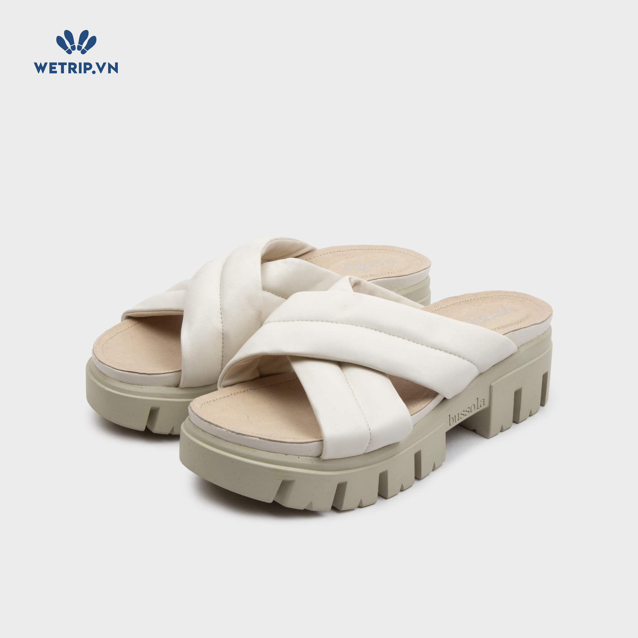 Sandal Cao Gót Bussola (Kem đế be) Mã SDCG-BSL-100-D