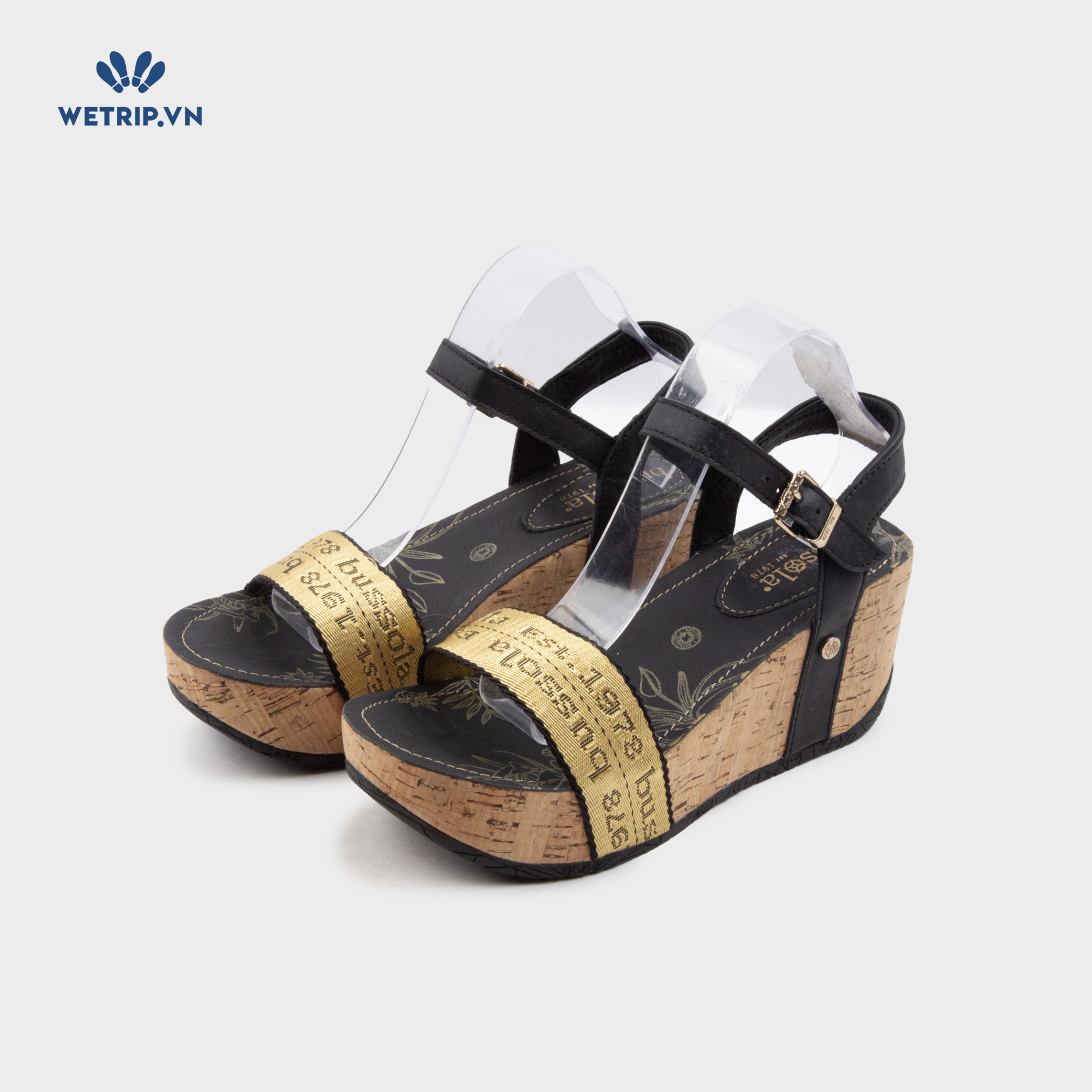 Sandal Xuồng Bussola (Quai vàng lót họa tiết) Mã SDX-BSL-116-B
