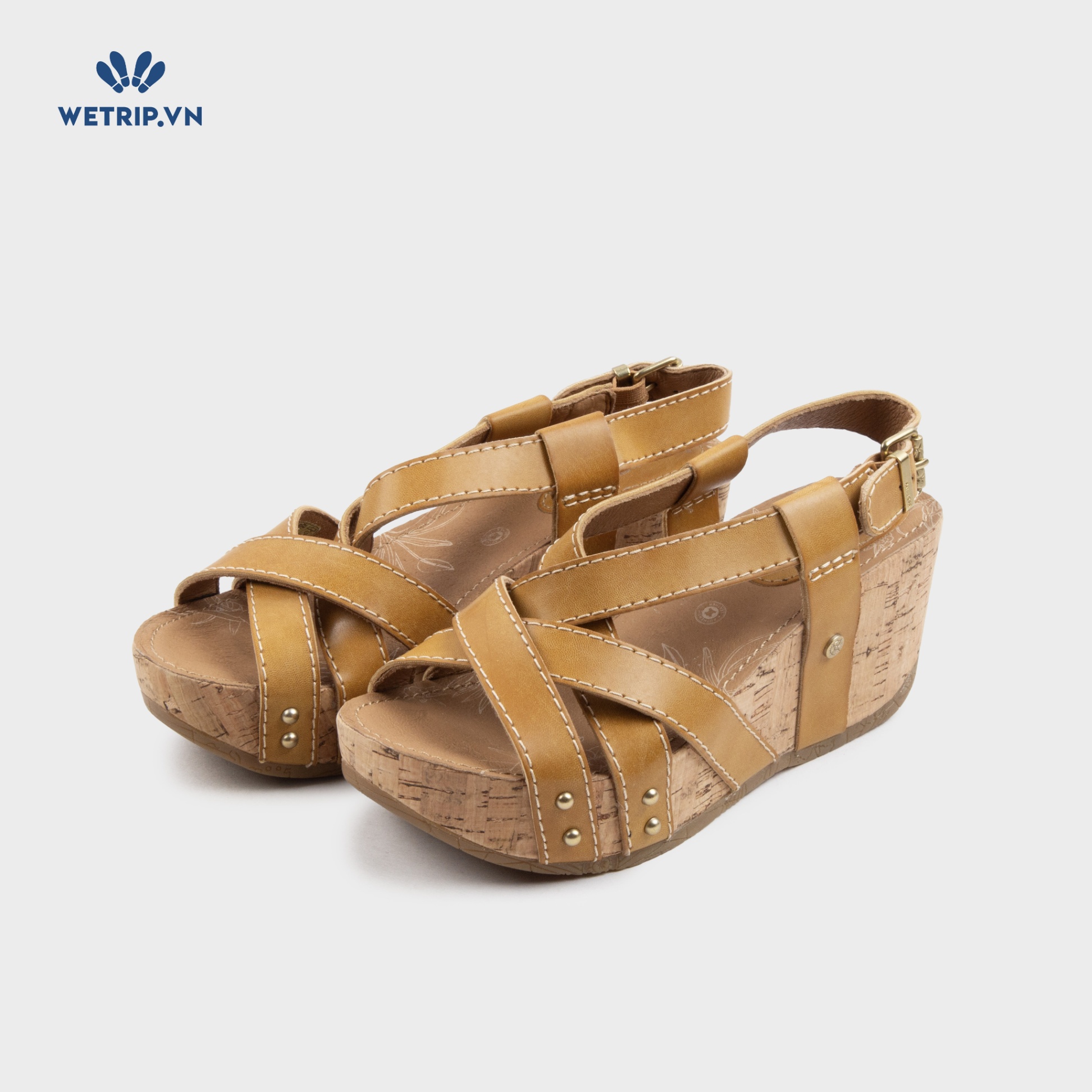 Sandal Xuồng Bussola (Quai nâu da bò viền chỉ) Mã SDX-BSL-132-D