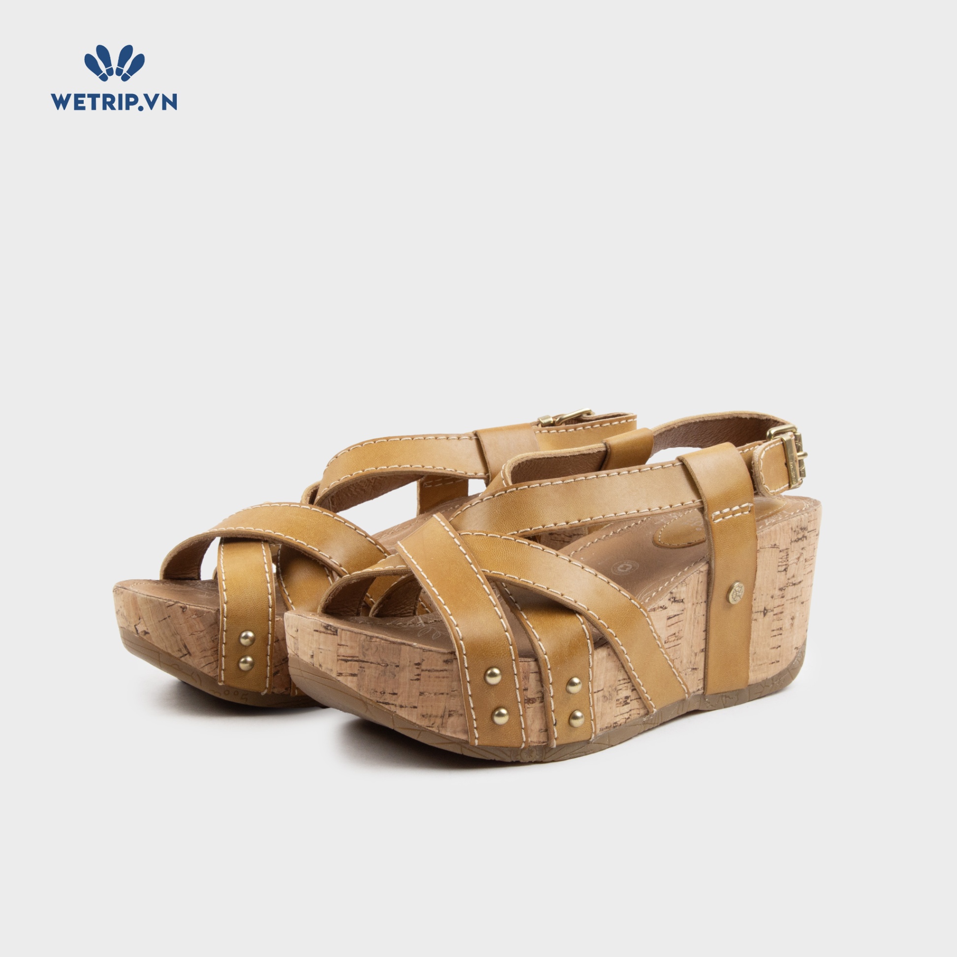 Sandal Xuồng Bussola (Quai nâu da bò viền chỉ) Mã SDX-BSL-132-D