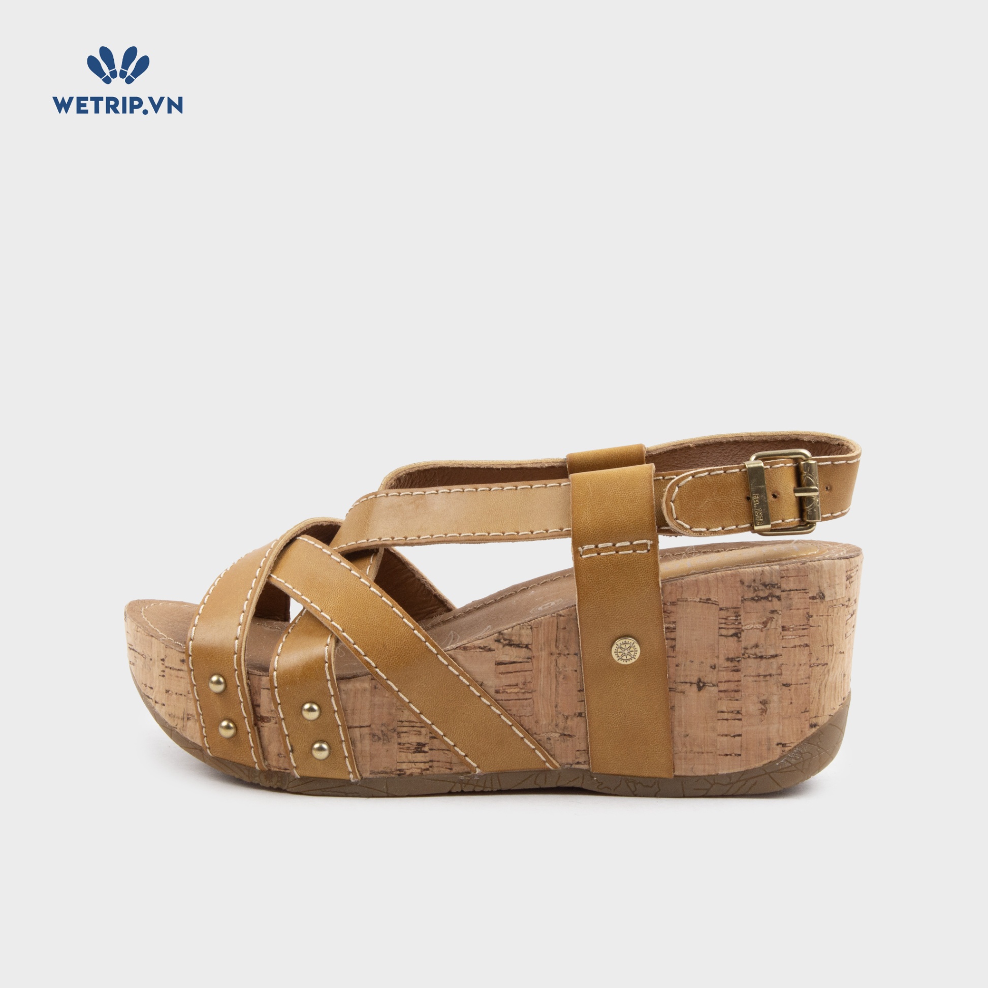 Sandal Xuồng Bussola (Quai nâu da bò viền chỉ) Mã SDX-BSL-132-D