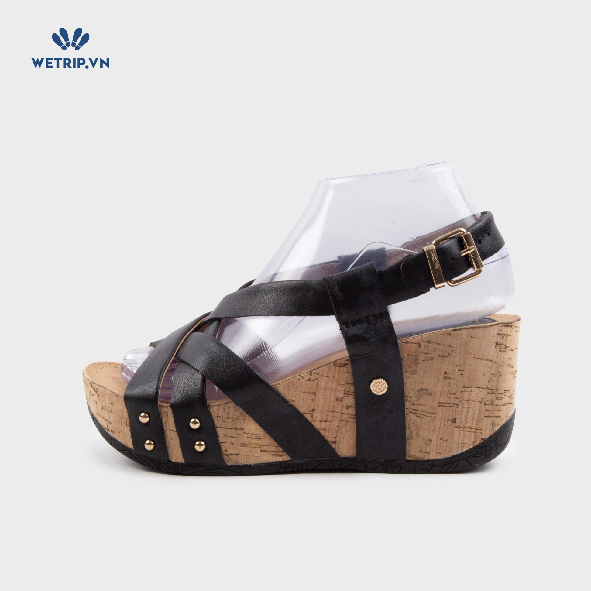 Sandal Xuồng Bussola (Quai đen khuy vàng) Mã SDX-BSL-132-B