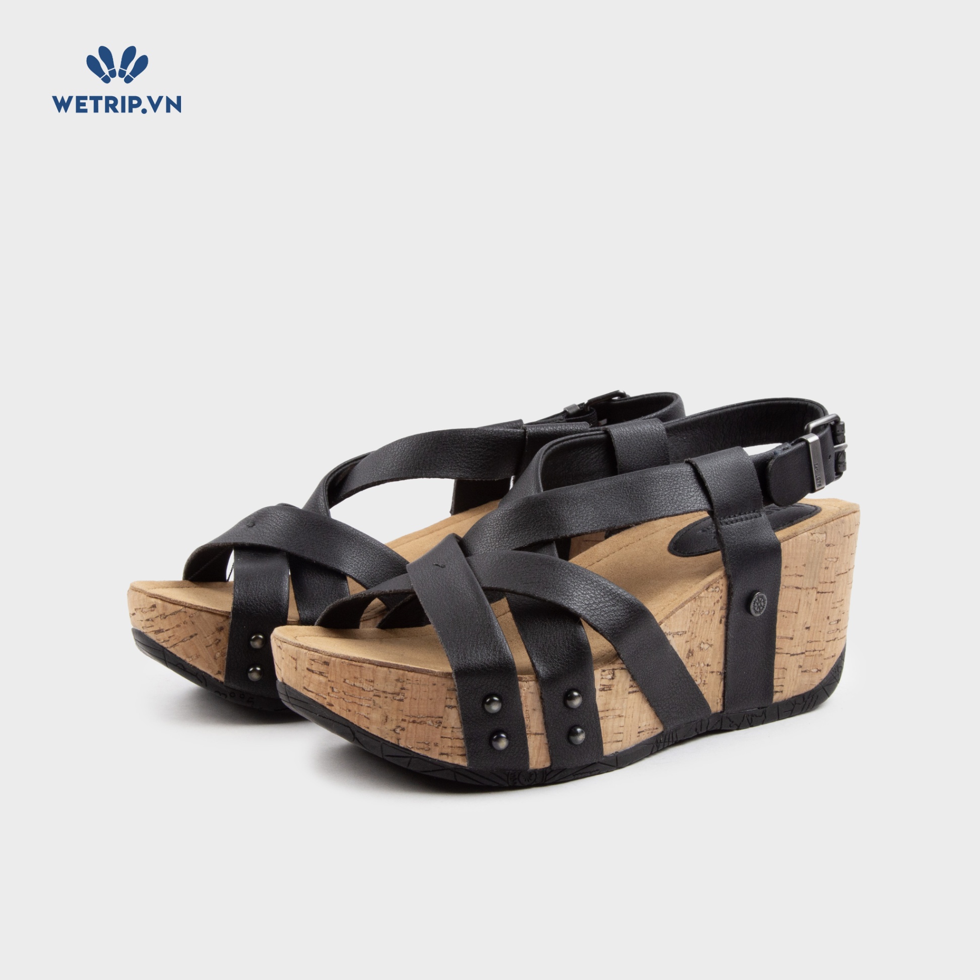 Sandal Xuồng Bussola (Đen khuy trắng đế sọc đen) Mã SDX-BSL-132-B2