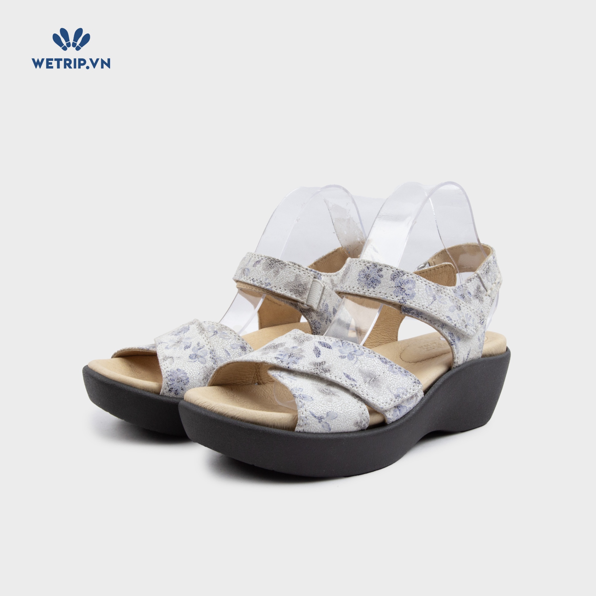 Sandal Xuồng Bussola (Quai da hoa xanh) Mã SDX-BSL-128-A