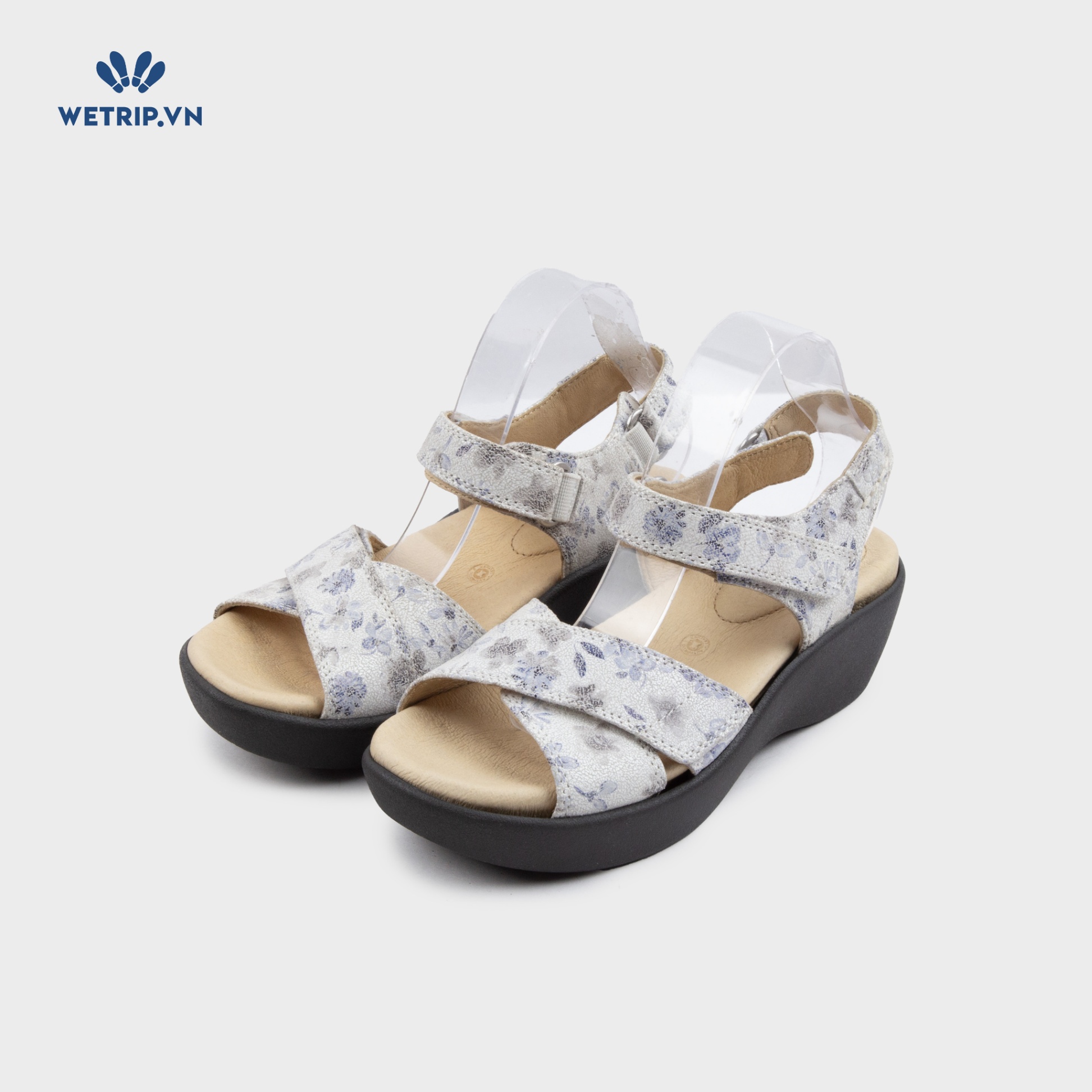 Sandal Xuồng Bussola (Quai da hoa xanh) Mã SDX-BSL-128-A