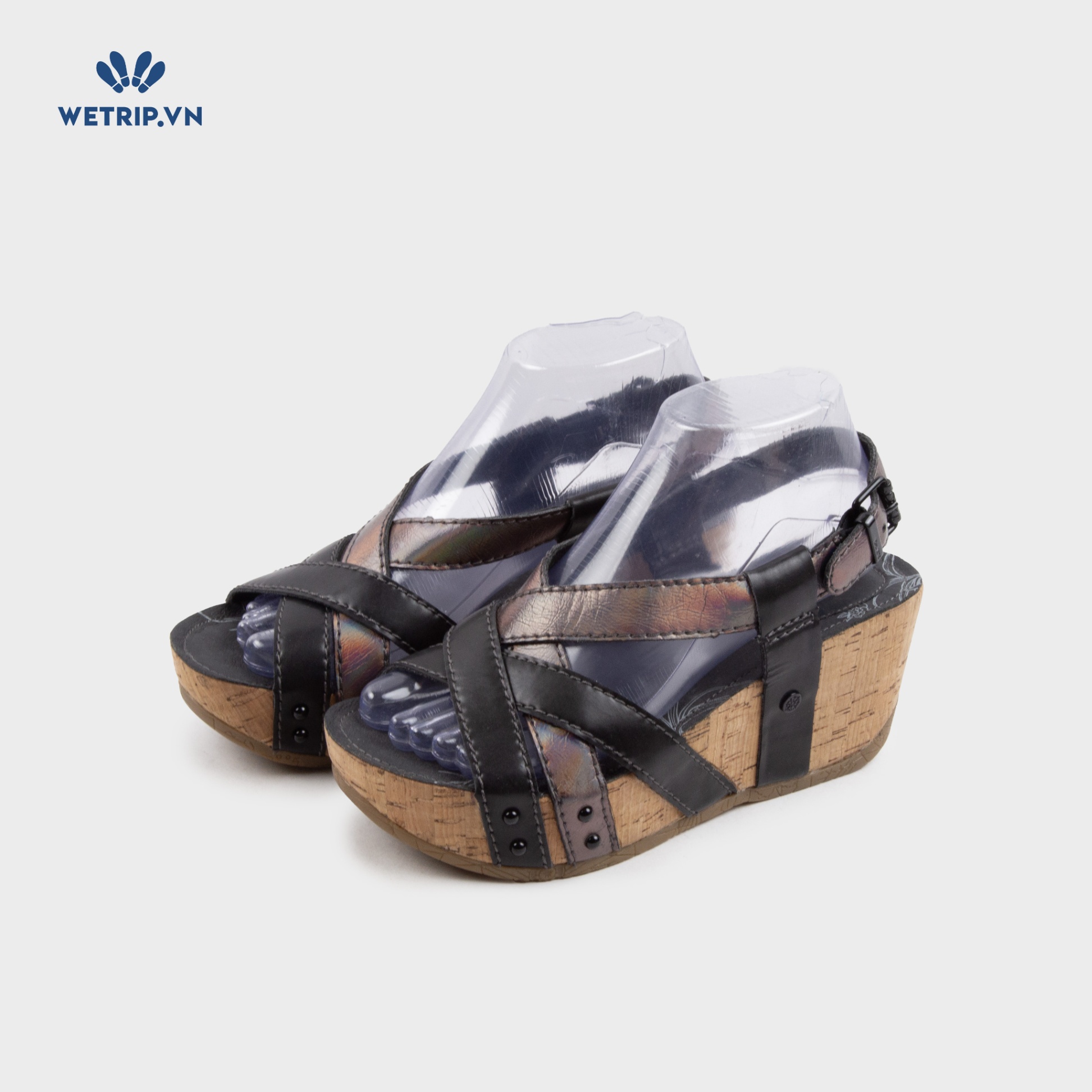 Sandal Xuồng Bussola (Quai đen pha ánh tím) Mã SDX-BSL-132-B1