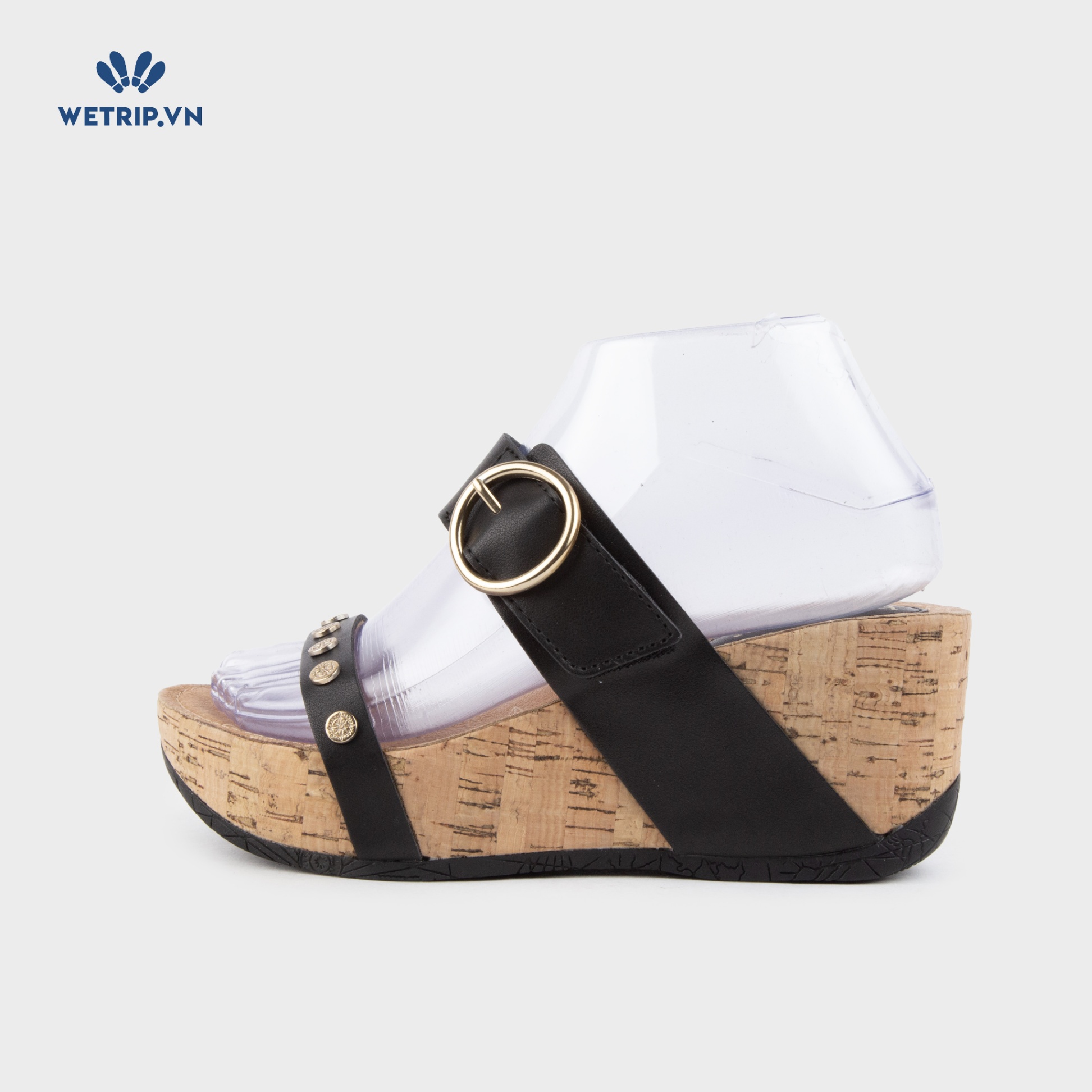 Sandal Xuồng Bussola (Quai đen lót họa tiết) Mã SDX-BSL-137-A1