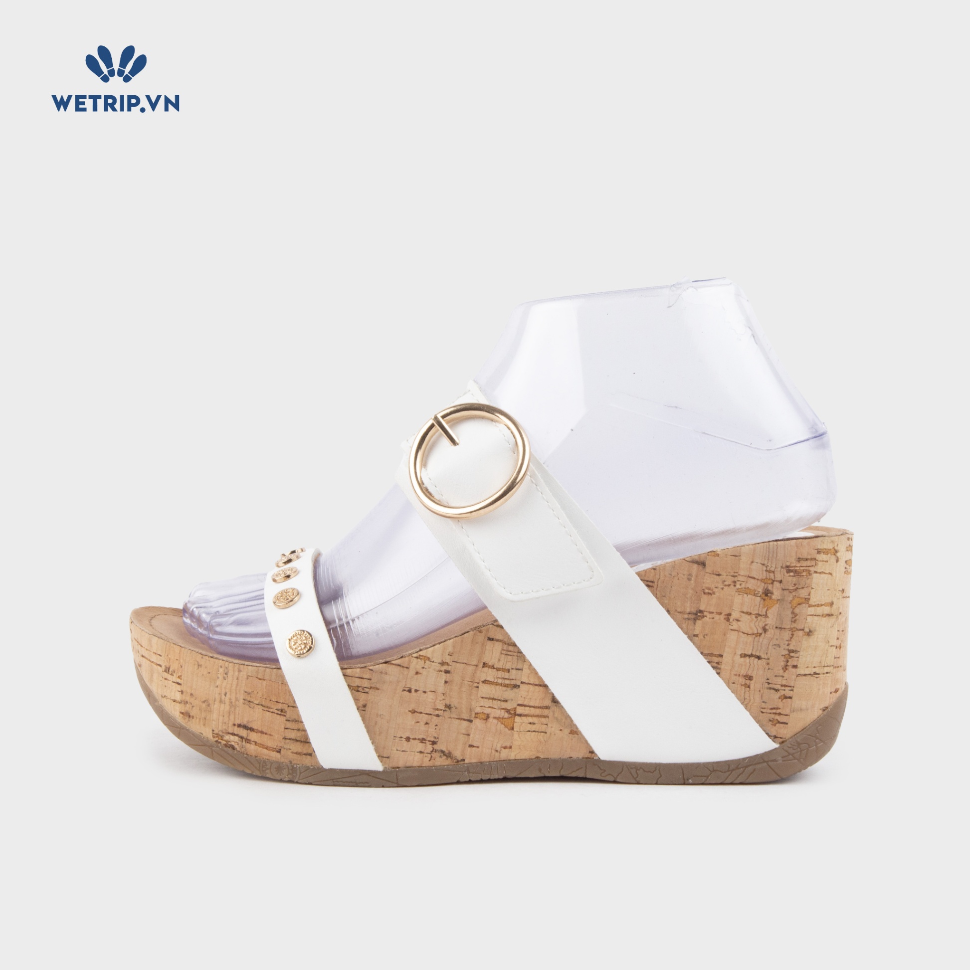 Sandal Xuồng Bussola (Quai trắng lót họa tiết) Mã SDX-BSL-137-C