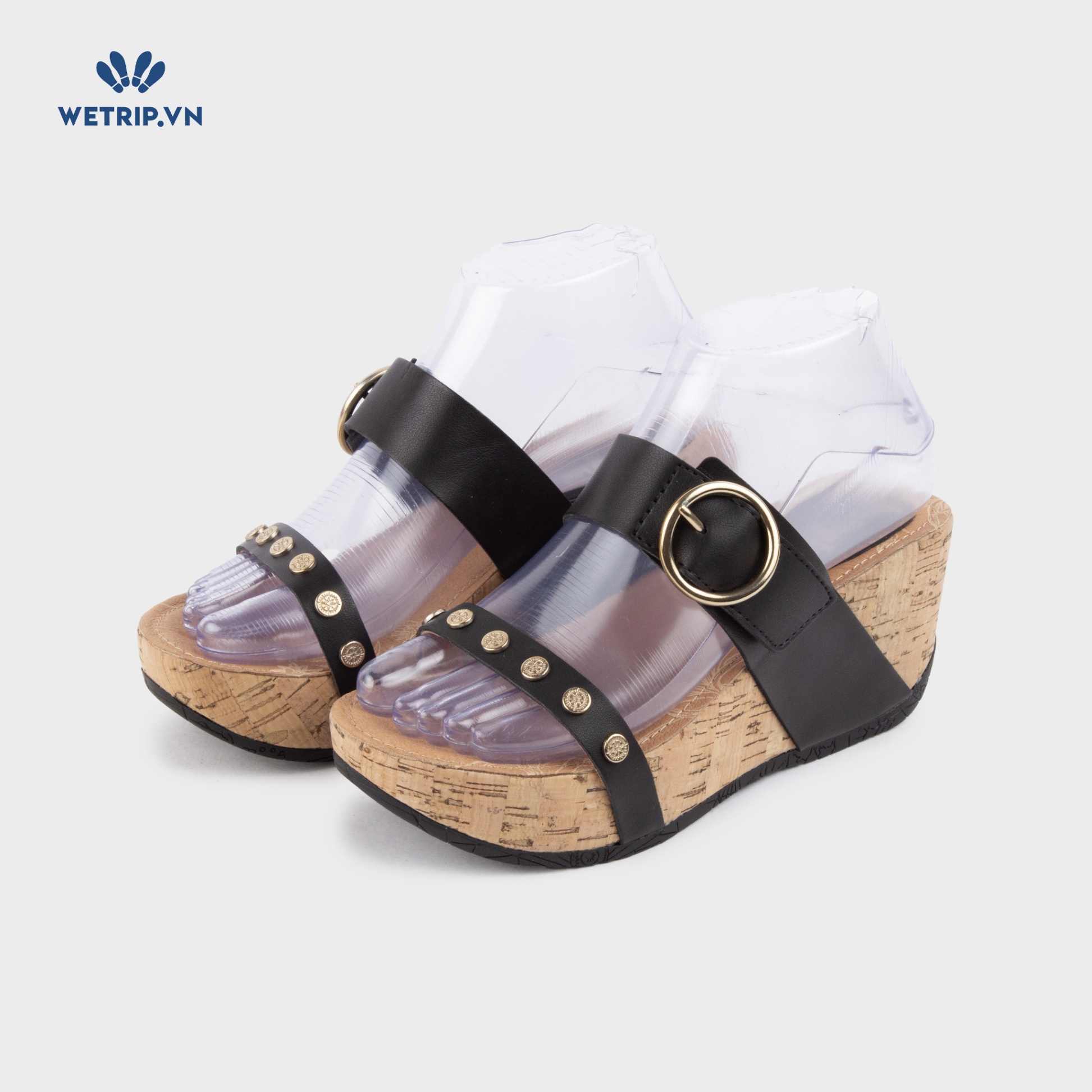 Sandal Xuồng Bussola (Quai đen lót họa tiết) Mã SDX-BSL-137-A1