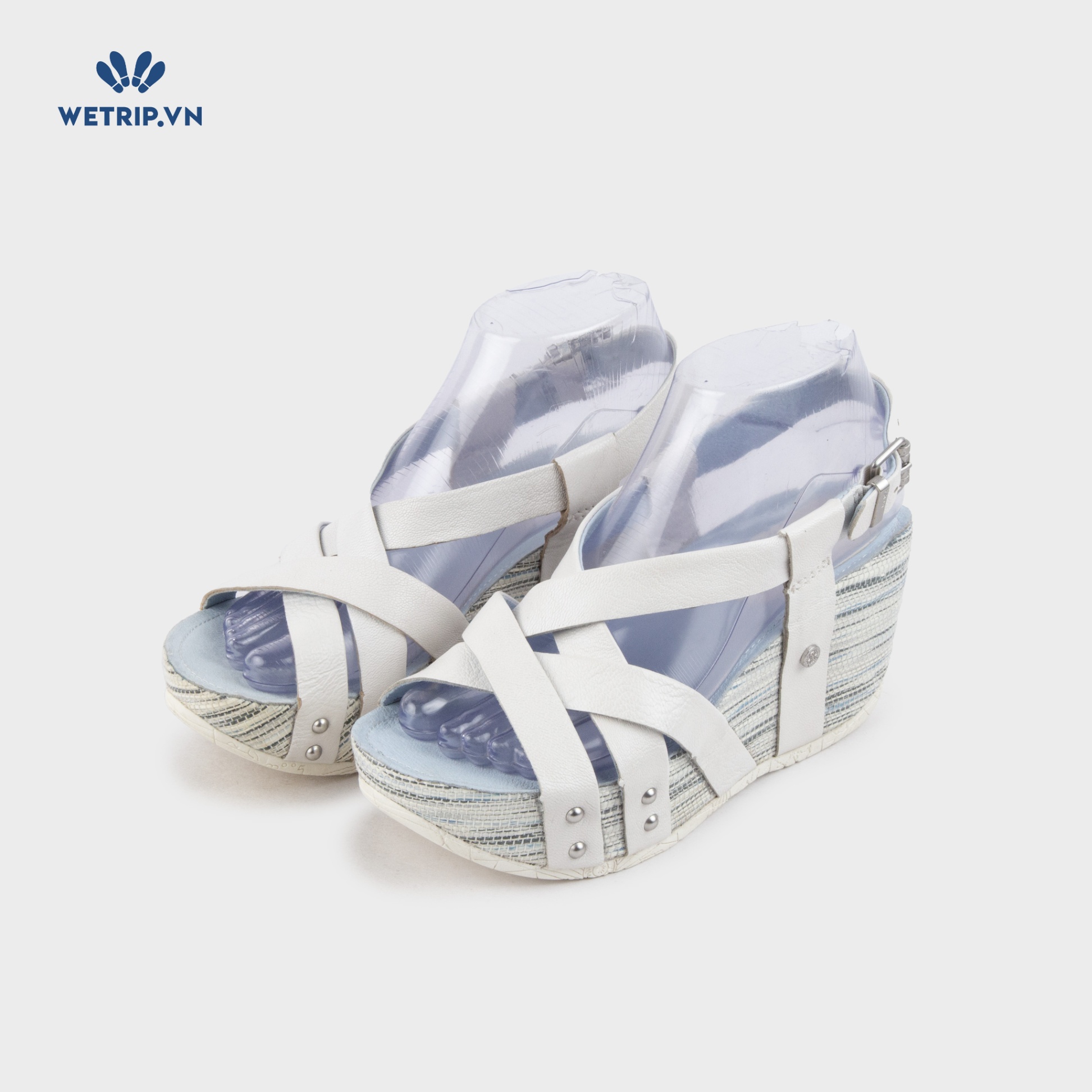 Sandal Xuồng Bussola (Quai trắng lót xanh) Mã SDX-BSL-132-J1