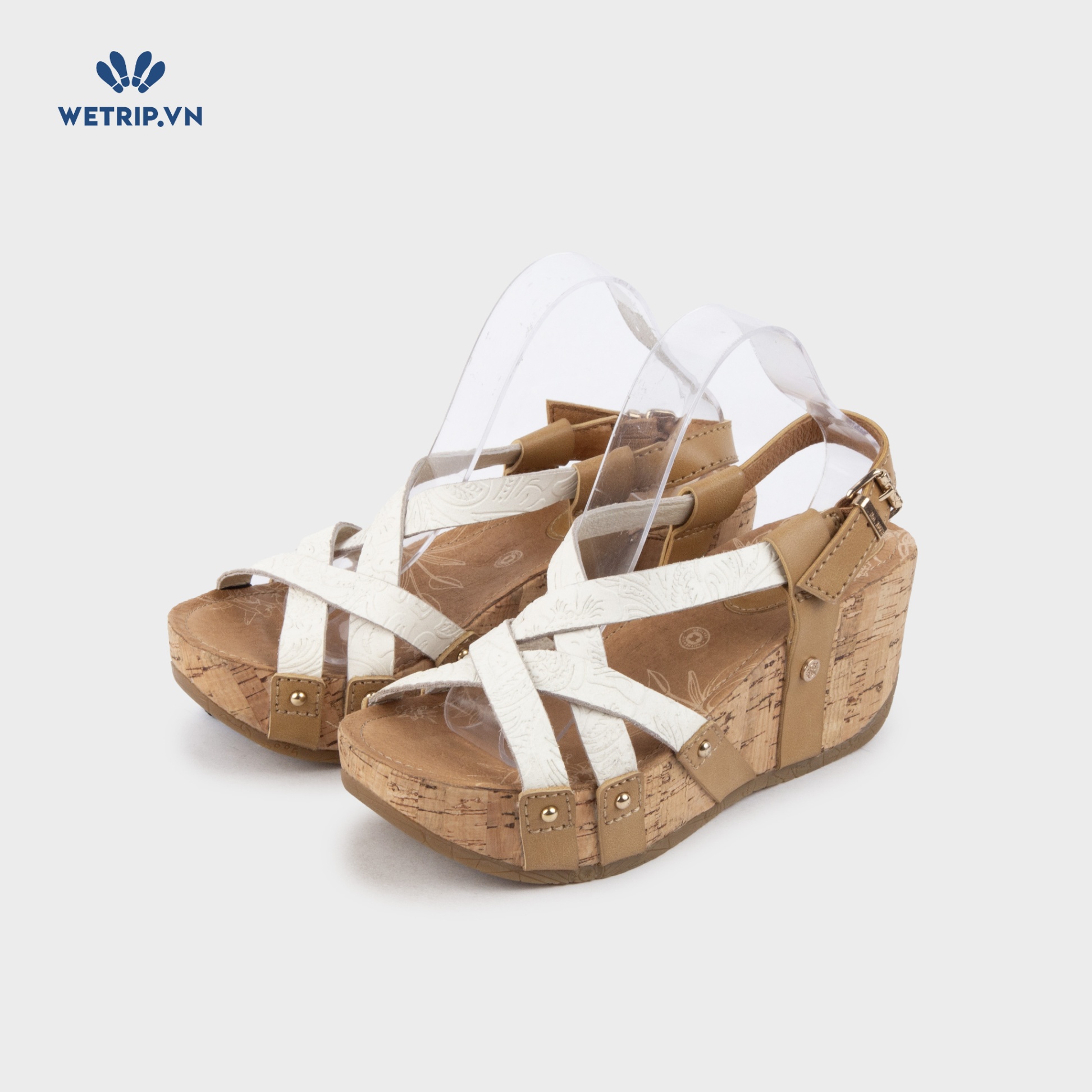 Sandal Xuồng Bussola (Quai trắng họa tiết nổi) Mã SDX-BSL-133-F