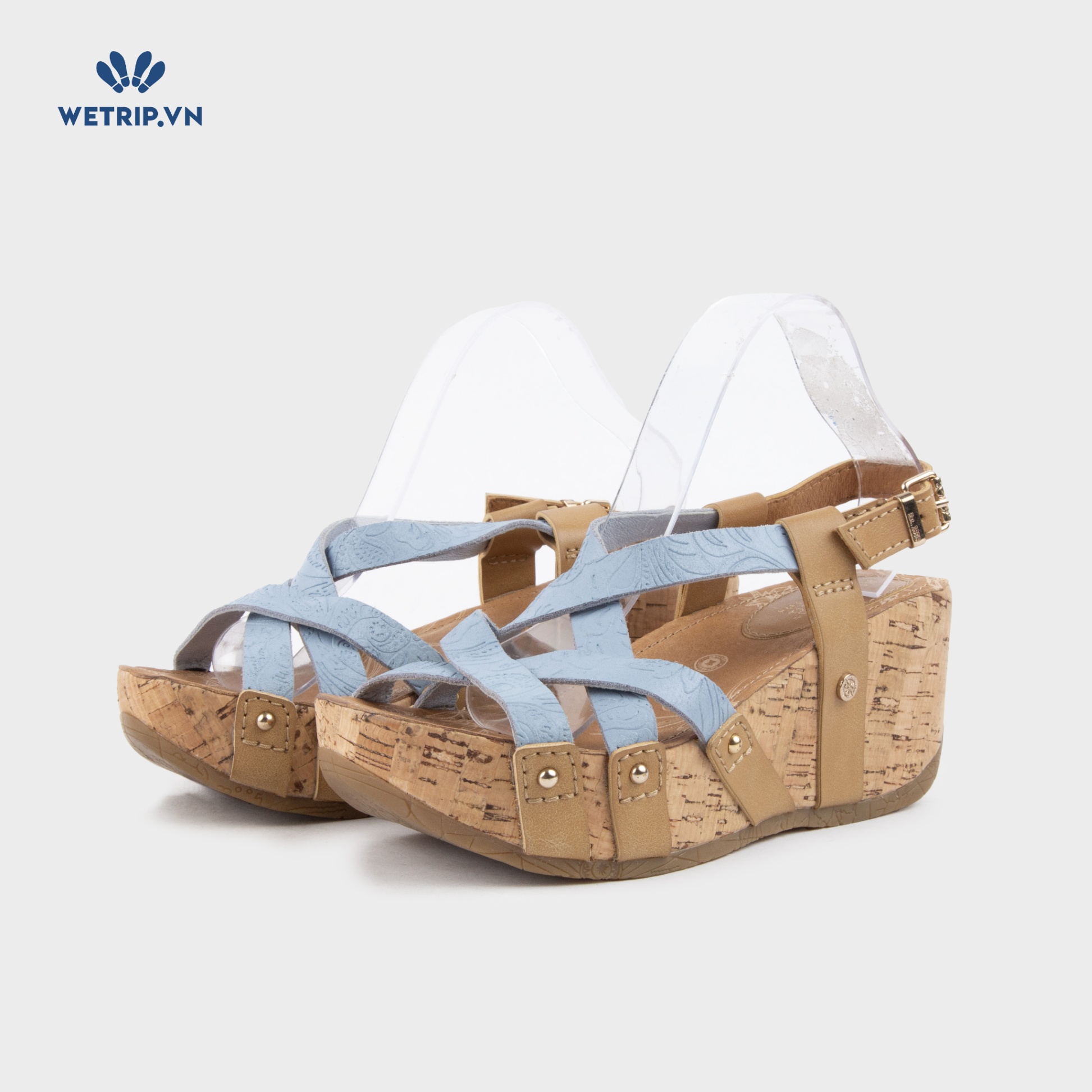 Sandal Xuồng Bussola (Quai xanh dương họa tiết nổi) Mã SDX-BSL-133-G