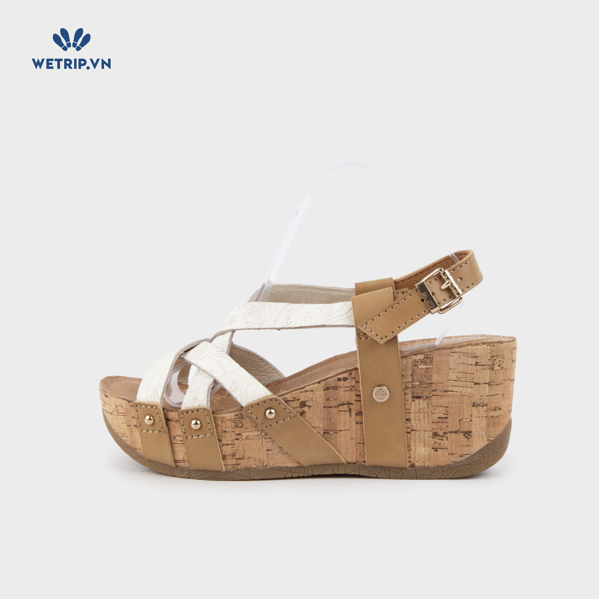 Sandal Xuồng Bussola (Quai trắng họa tiết nổi) Mã SDX-BSL-133-F