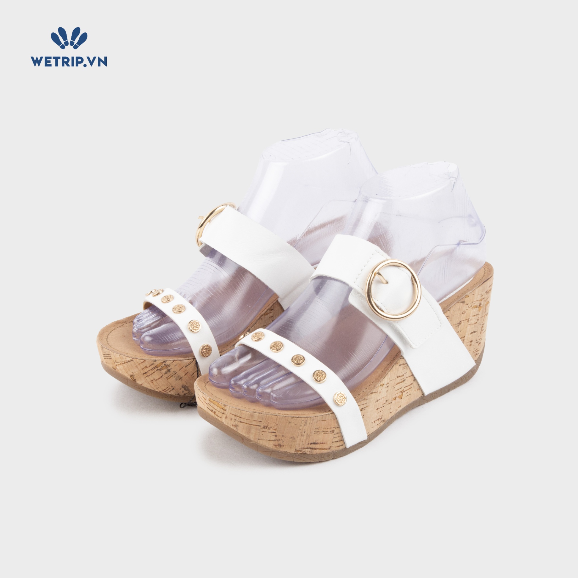 Sandal Xuồng Bussola (Quai trắng lót họa tiết) Mã SDX-BSL-137-C