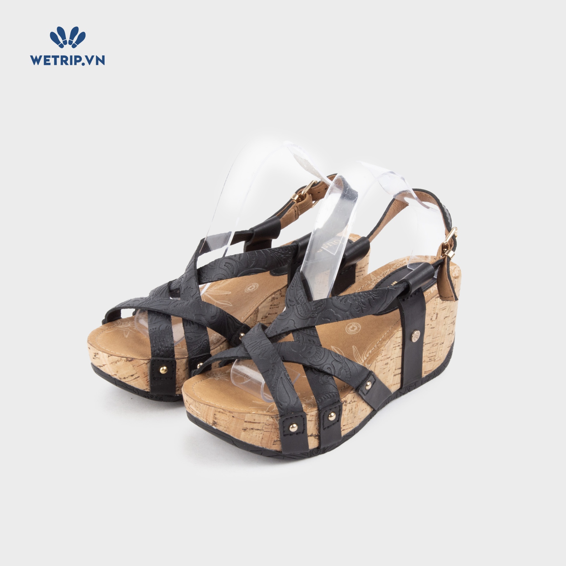 Sandal Xuồng Bussola (Quai đen họa tiết nổi) Mã SDX-BSL-133-B1