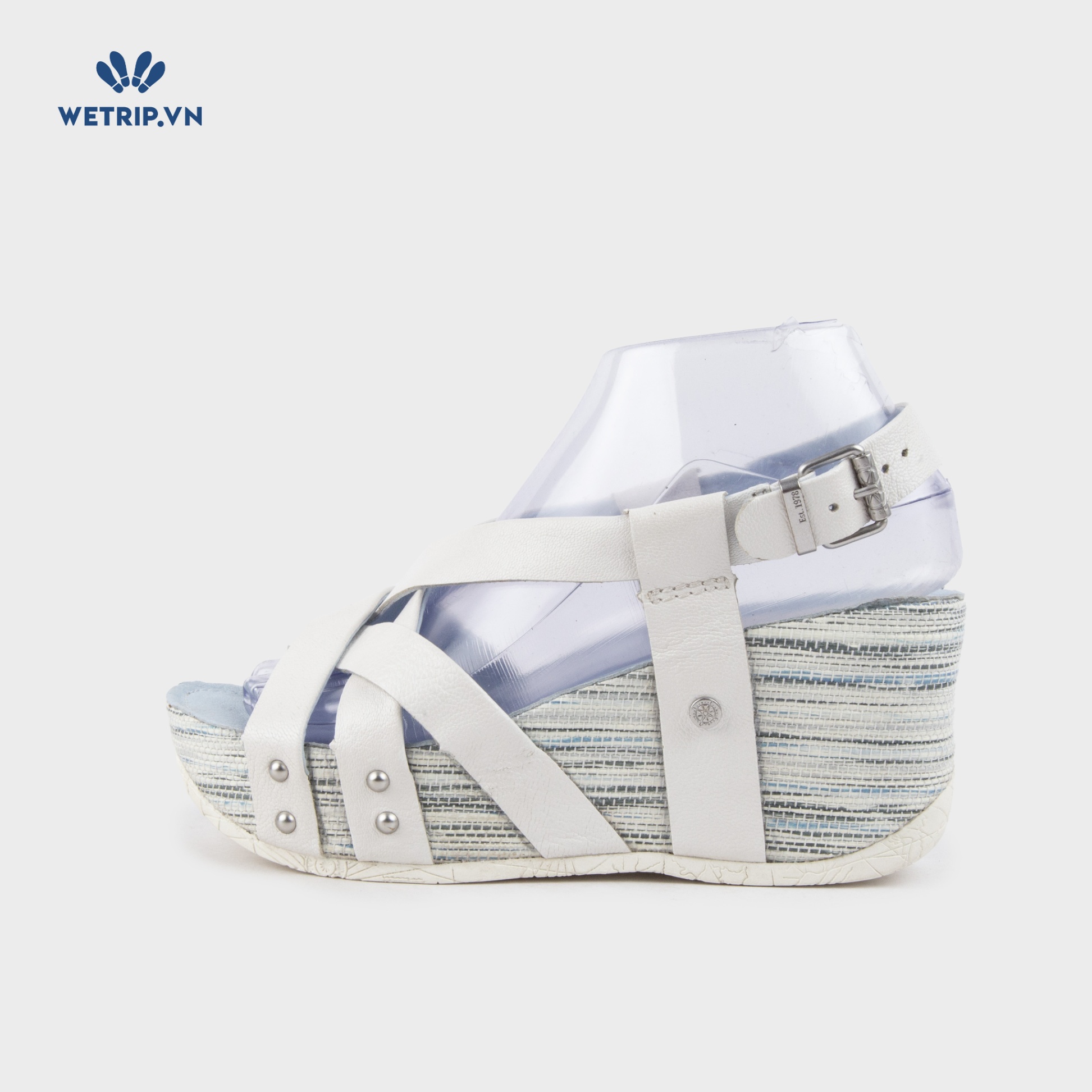 Sandal Xuồng Bussola (Quai trắng lót xanh) Mã SDX-BSL-132-J1
