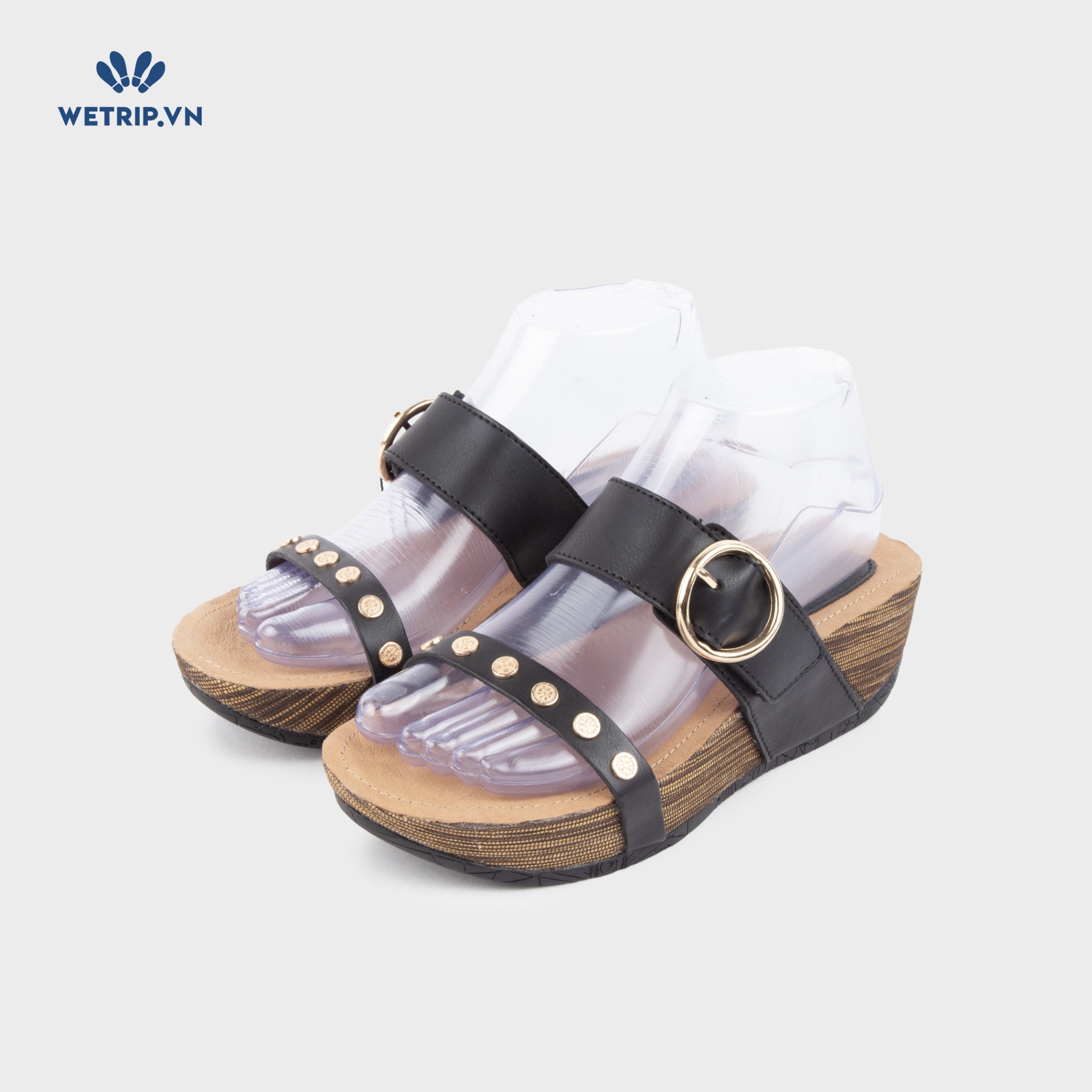 Sandal Xuồng Bussola (Quai đen đế sọc đen) Mã SDX-BSL-137-A2