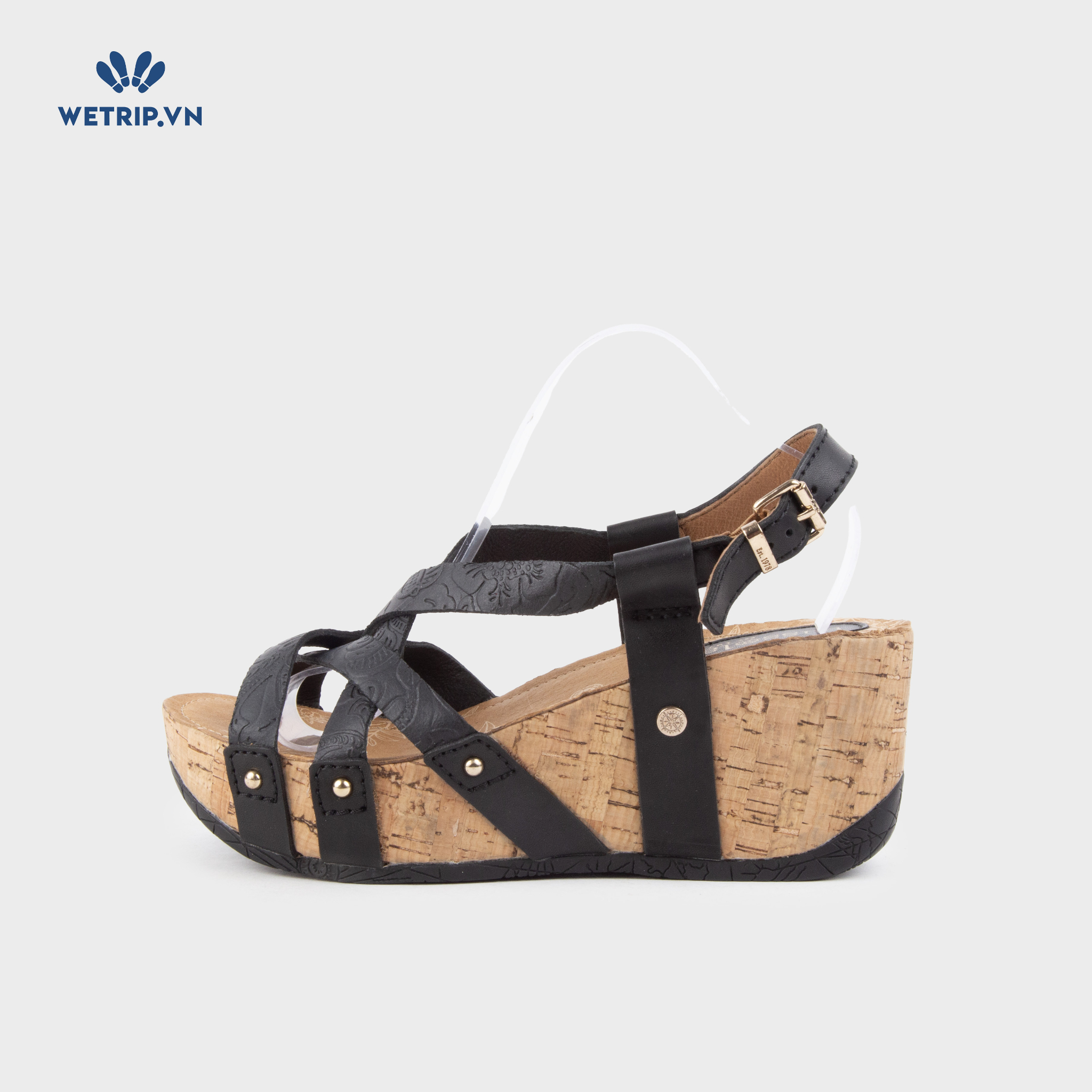 Sandal Xuồng Bussola (Quai đen họa tiết nổi) Mã SDX-BSL-133-B1