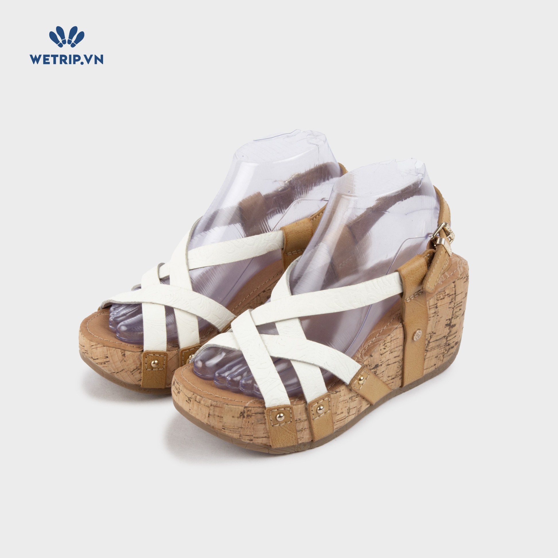 Sandal Xuồng Bussola (Quai trắng họa tiết nổi) Mã SDX-BSL-133-F