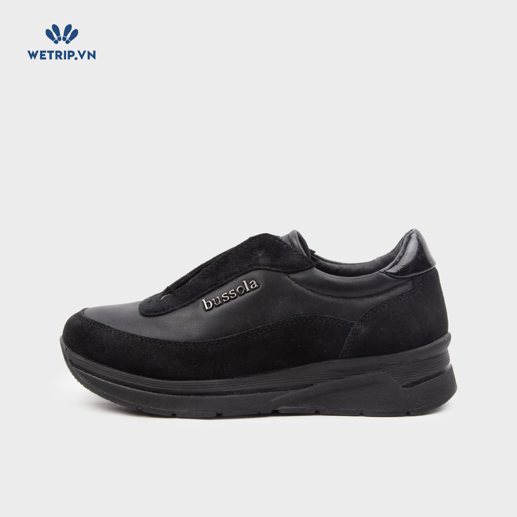 Slip-On Bussola (Đen da trơn pha da lộn đế đen) Mã SLO-BSL-032-E2