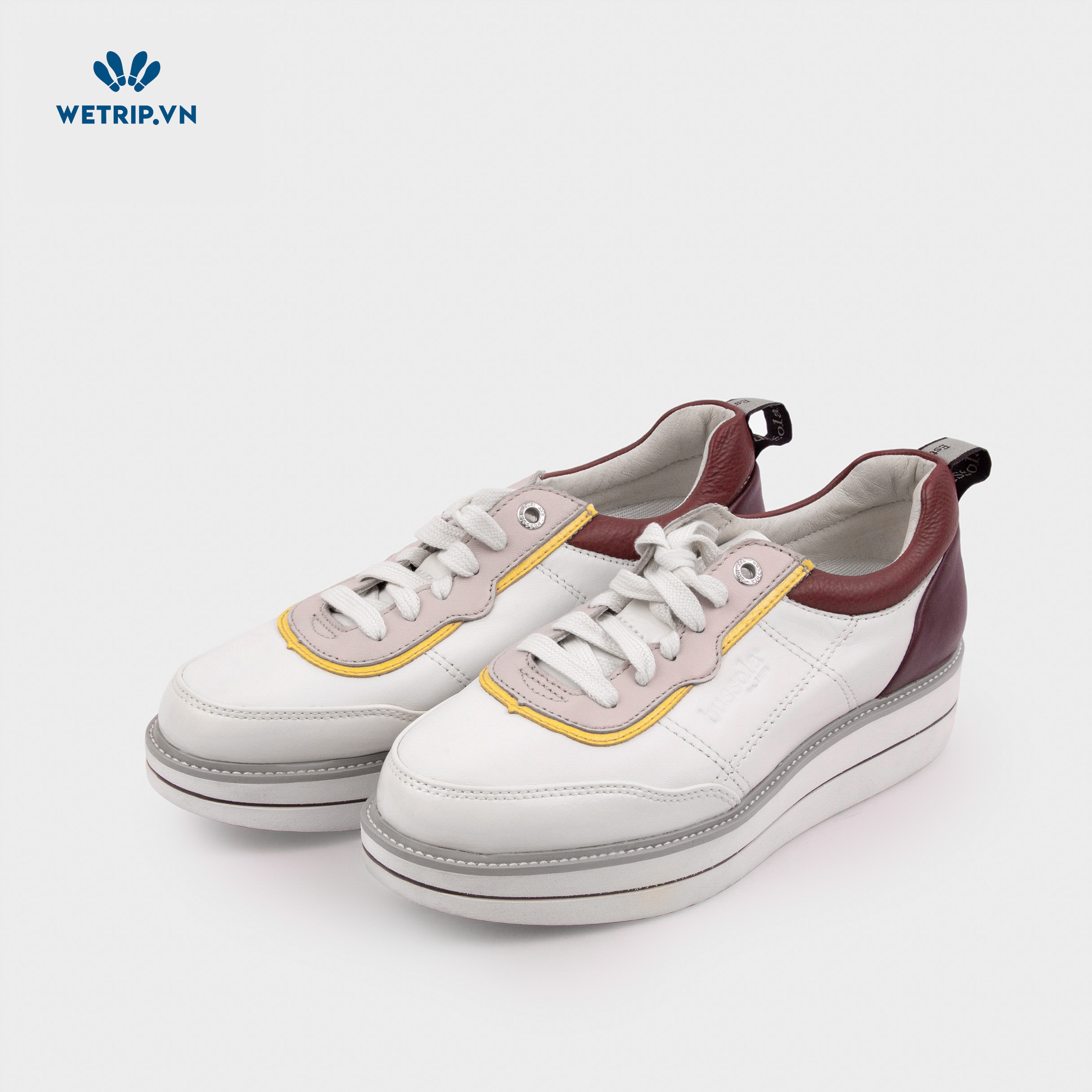 Sneaker Bussola (Trắng pha hồng - đỏ mận) Mã SN-BSL-109-C2