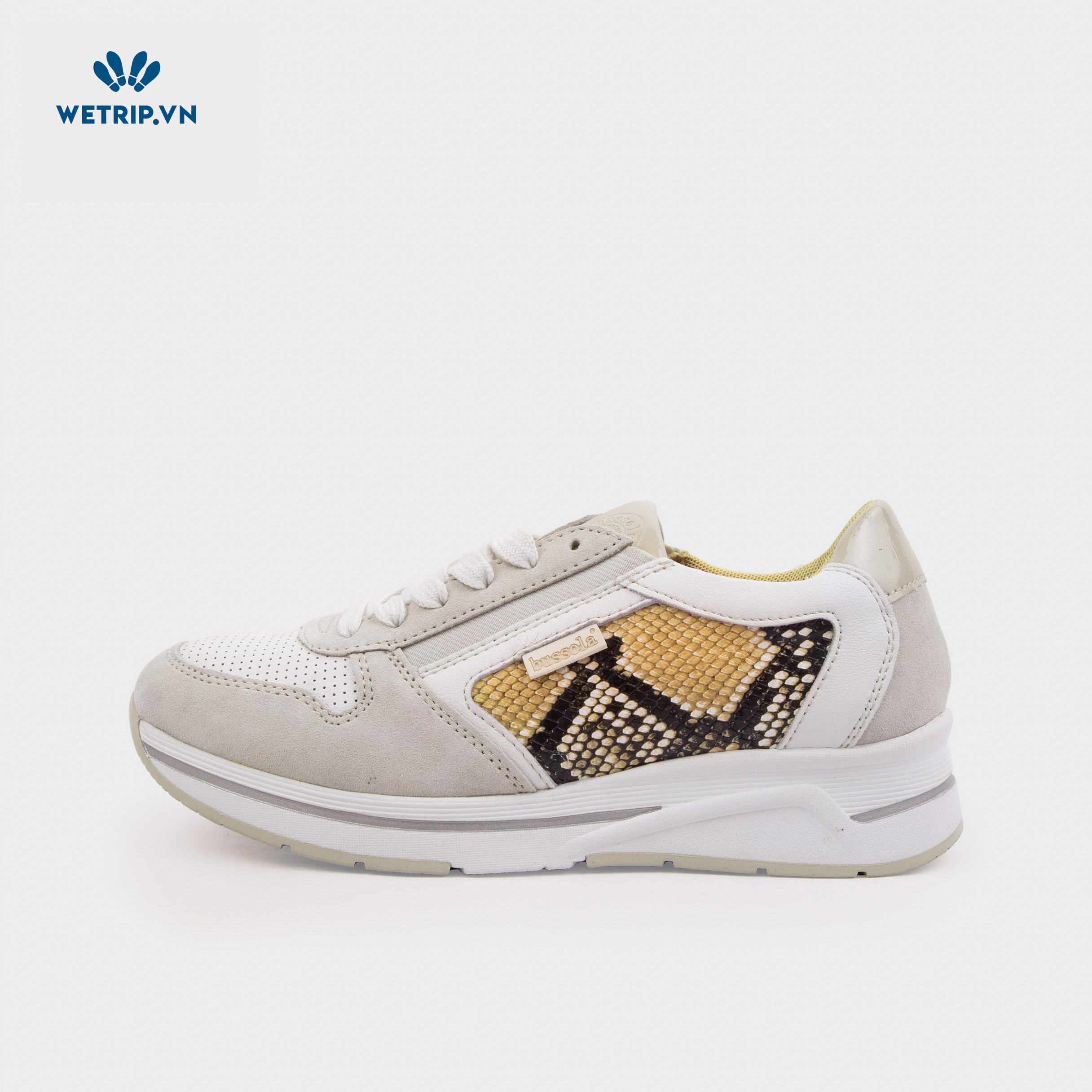 Sneaker Bussola (Be pha da rắn) Mã SN-BSL-105-C