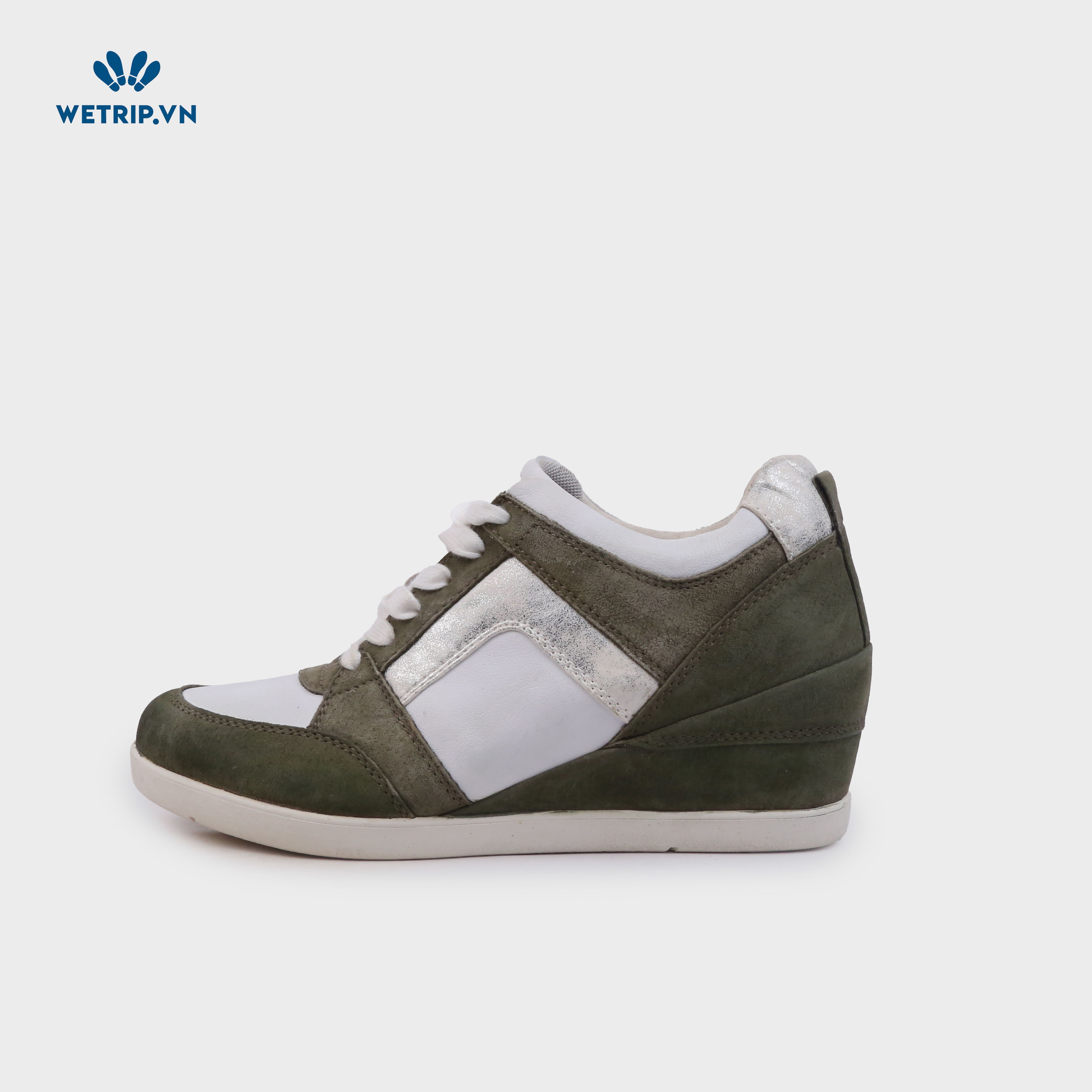 Sneaker Bussola (Xanh rêu pha trắng bạc - đế kem) Mã SN-BSL-101-B