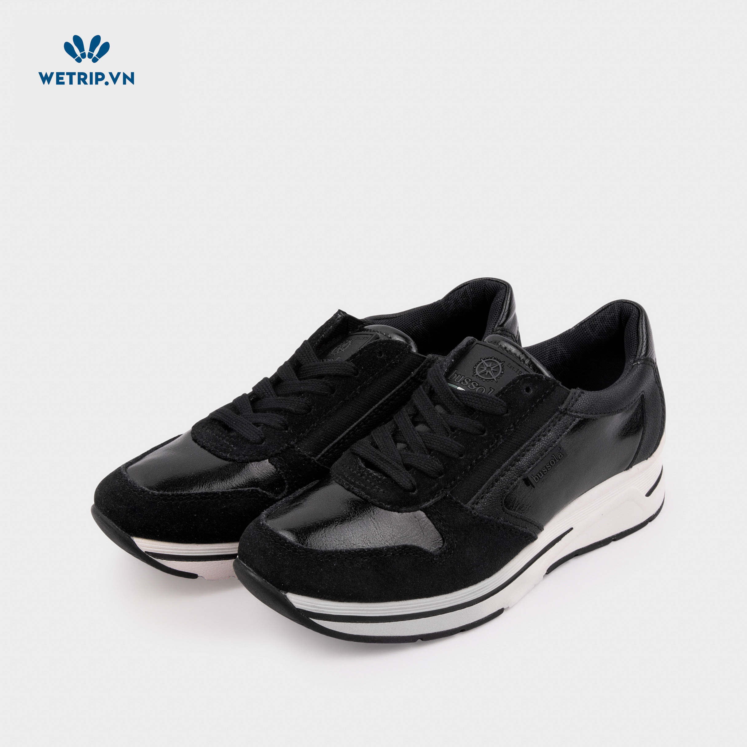 Sneaker Bussola (Đen pha da lộn) Mã SN-BSL-105-A1
