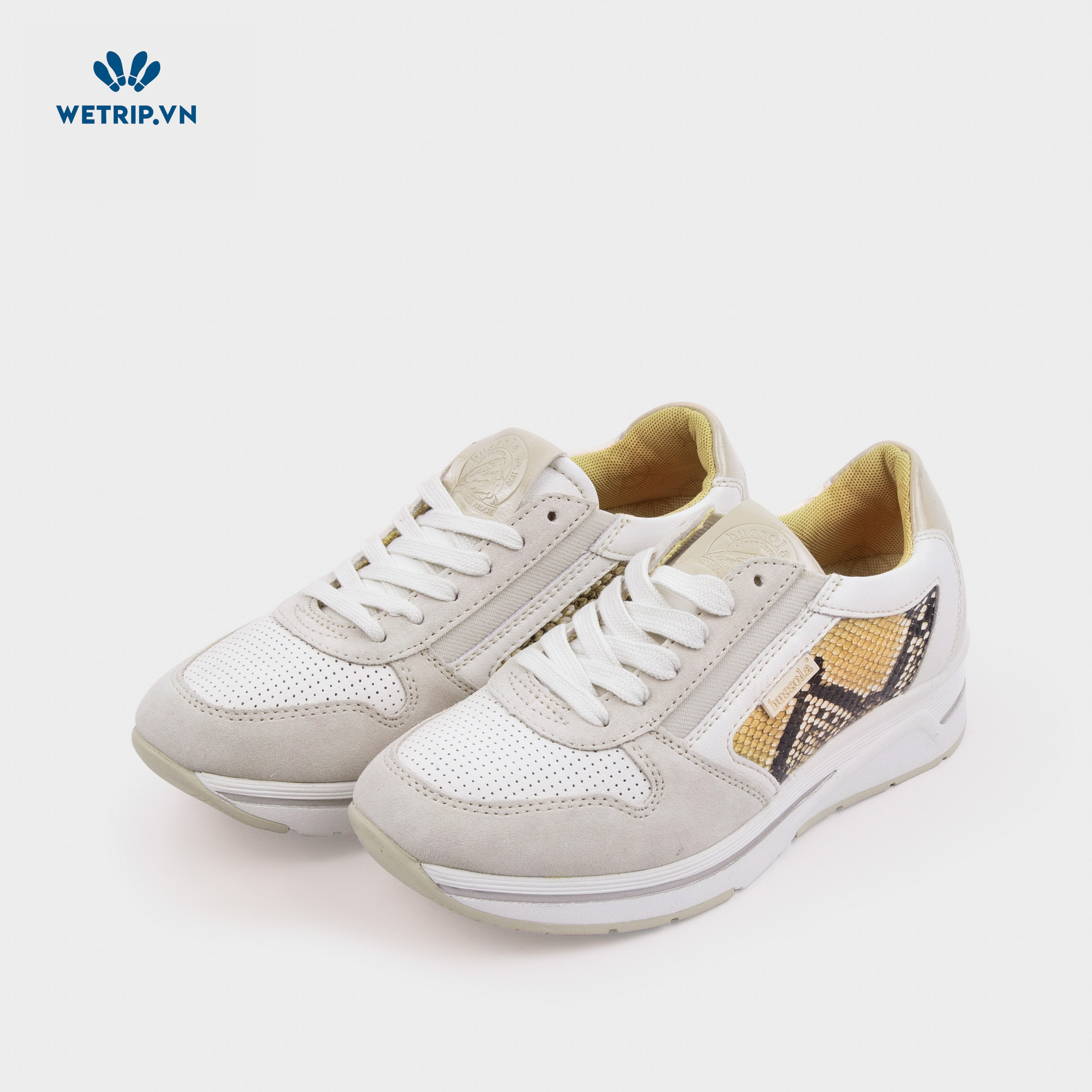 Sneaker Bussola (Be pha da rắn) Mã SN-BSL-105-C