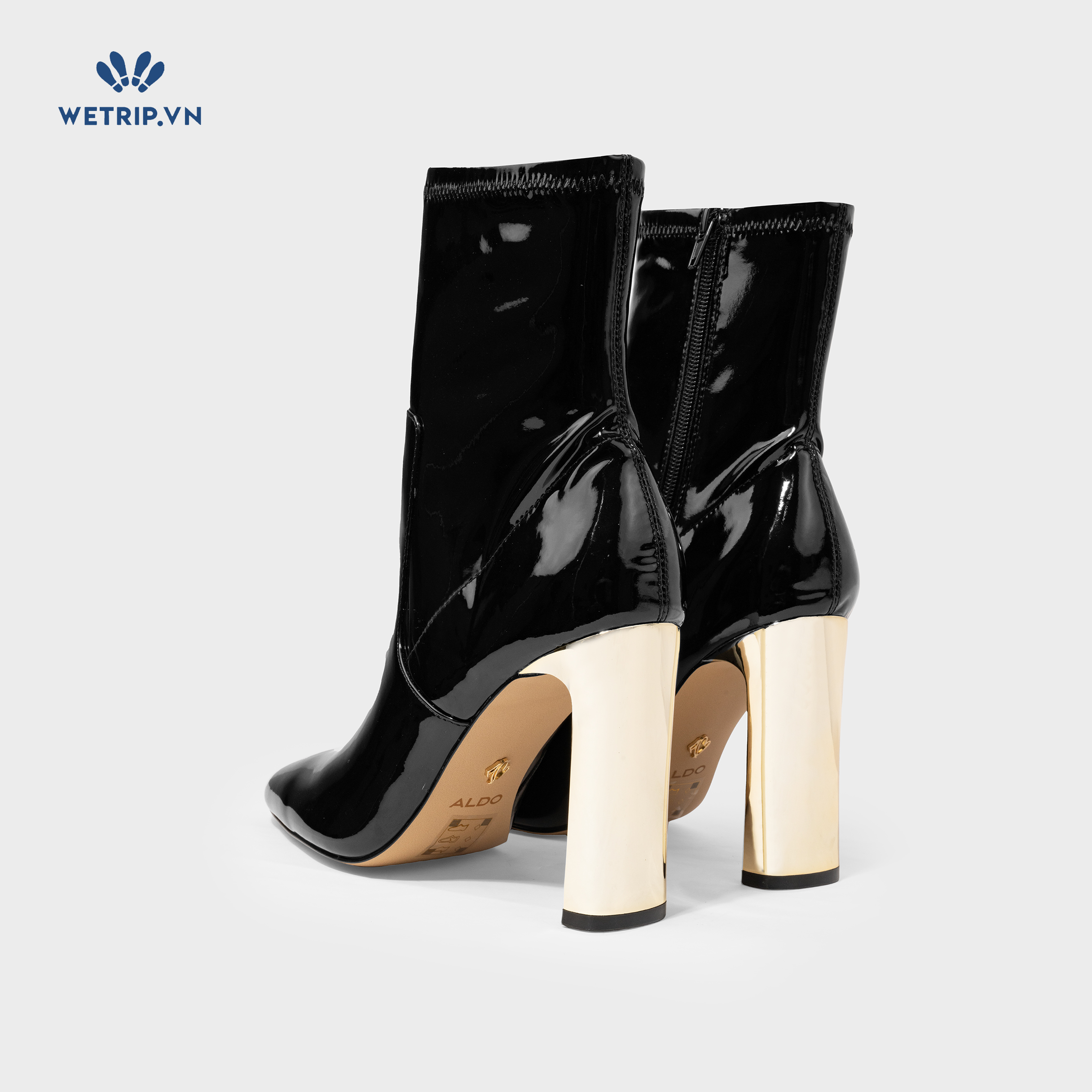 Boots Lửng Cao Gót Aldo (đen bóng gót vàng) Mã BL-CG-ALDO-011-A
